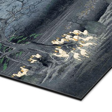 Posterlounge Alu-Dibond-Druck Utagawa Hiroshige, Fuchstreffen bei Oji, Wohnzimmer Malerei