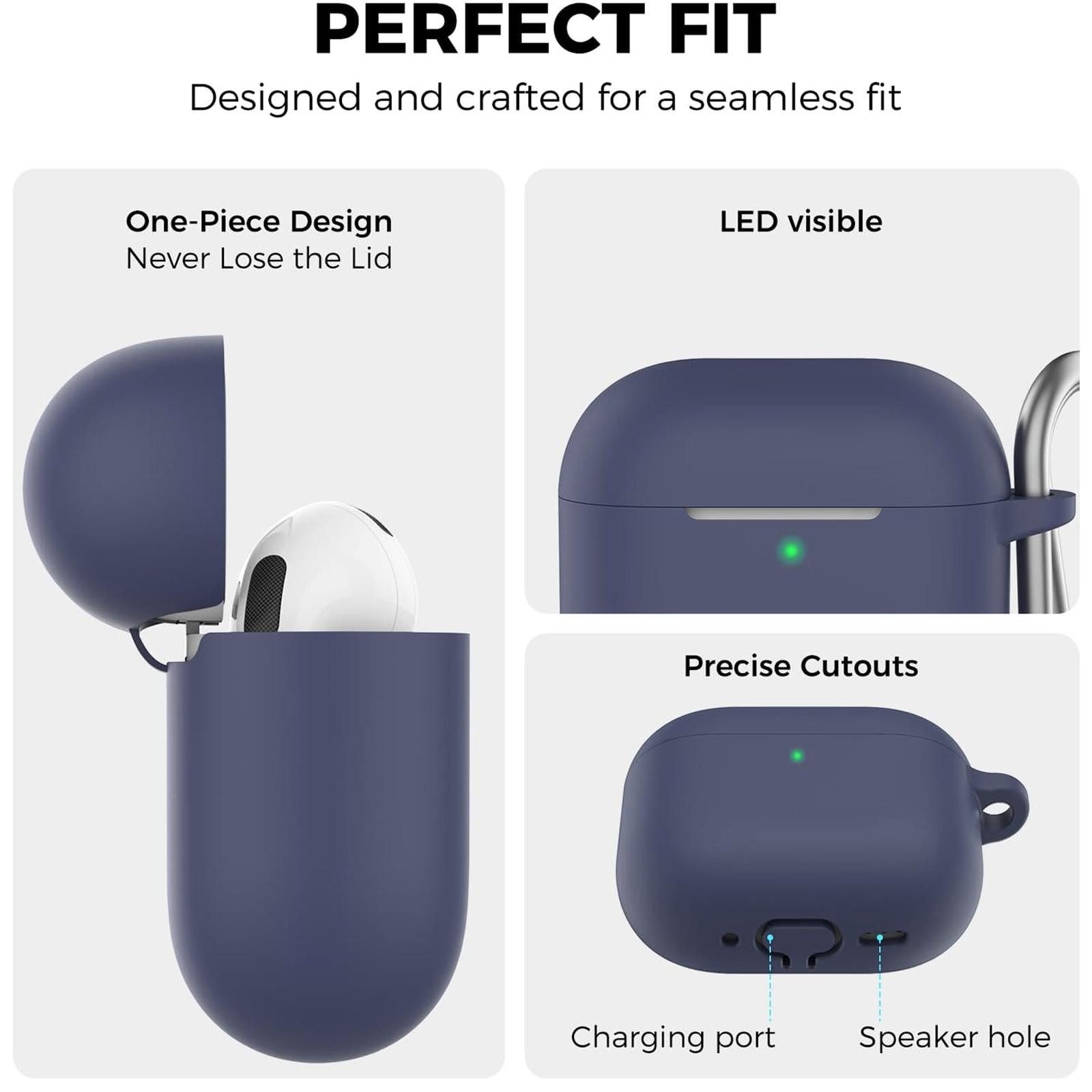 CoolGadget Kopfhörer-Schutzhülle für AirPods 4 Silikon, Stoßfest Clip Karabiner kabelloses laden Case Schutz Cover