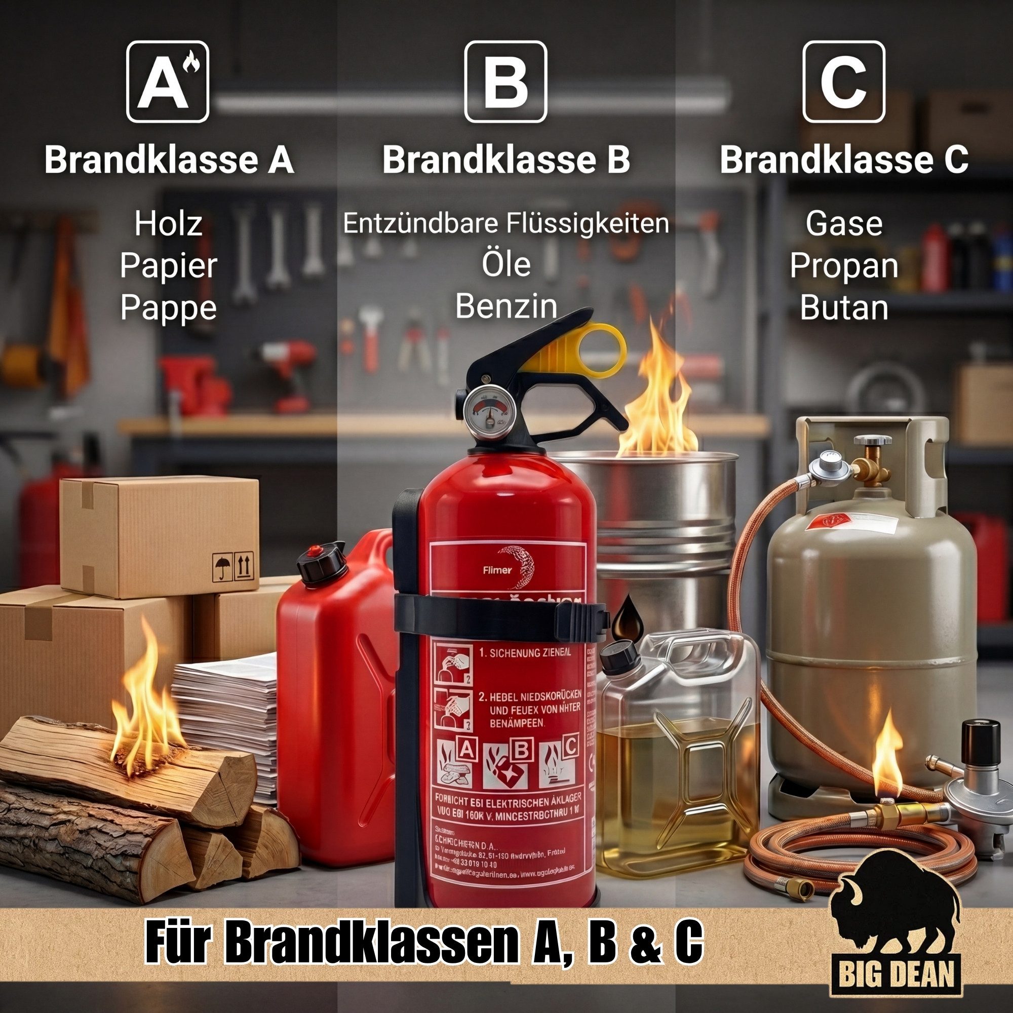 BigDean Pulver-Feuerlöscher mit Halterung Manometer Auto Boot Europa, Löschpulver, (2-St) 2 x Feuerlöscher, Geeignet für Brandklassen A, B, C – Bild 5 von 5