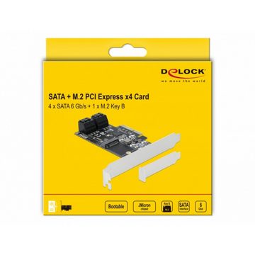 Delock DeLOCK 4 Port SATA und 1 Slot M.2 Key B PCI Mainboard