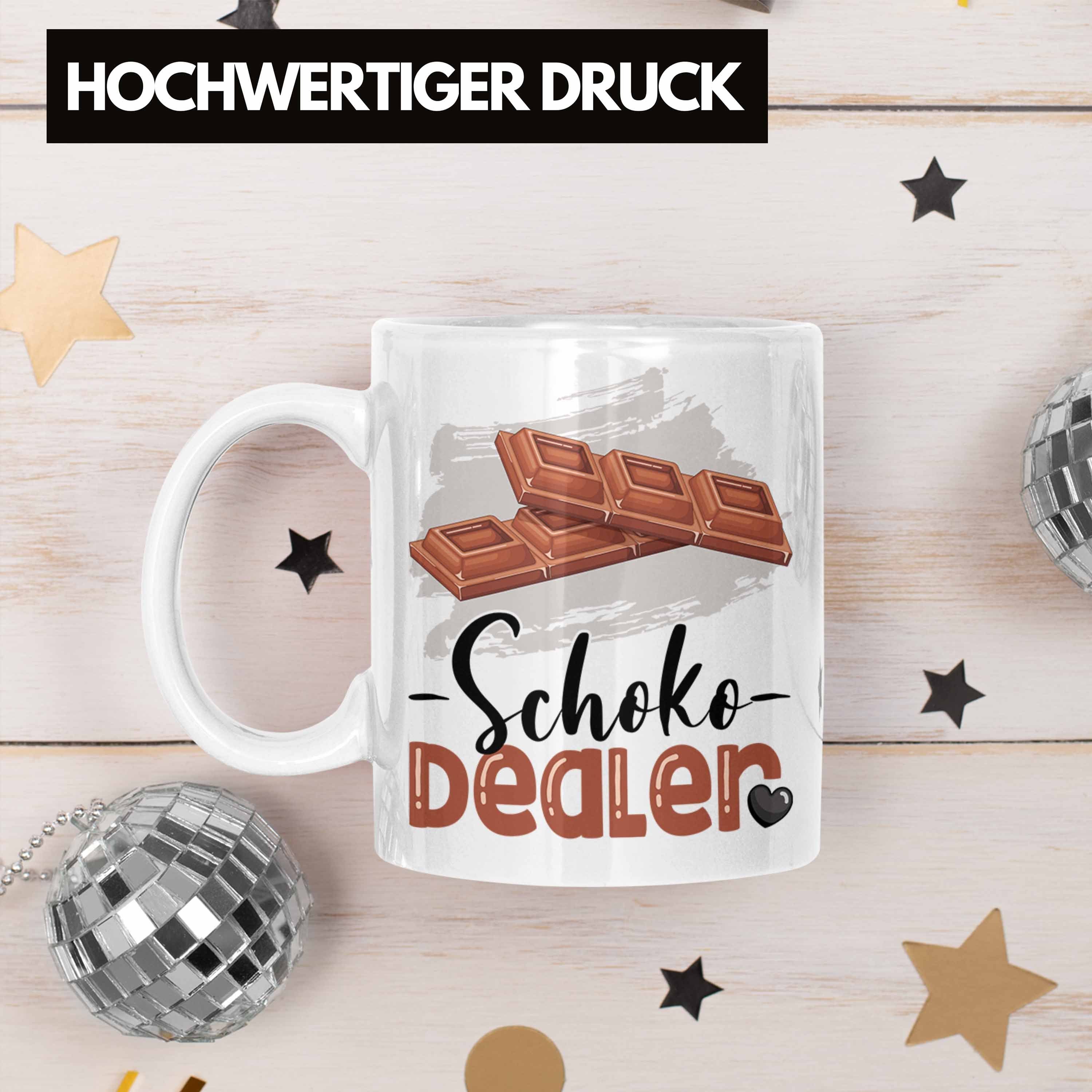 Geschenk Dealer Schoko Spruc für Trendation Schokoladenverkäufer Tasse Tasse Weiss Geburtstag