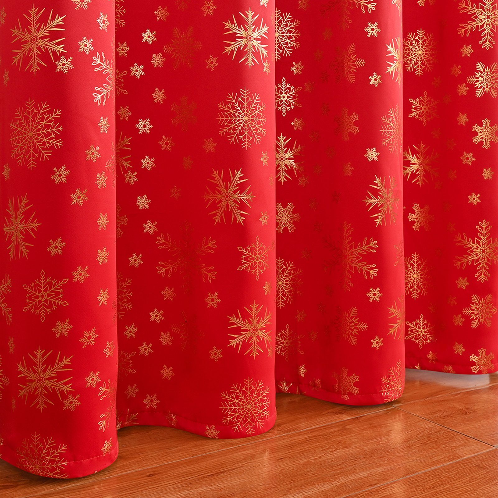 Scheibengardine Weihnachten Fenster Schneeflocke, Sunicol, Goldprägung Vorhang, St) (1 Verdunkelung