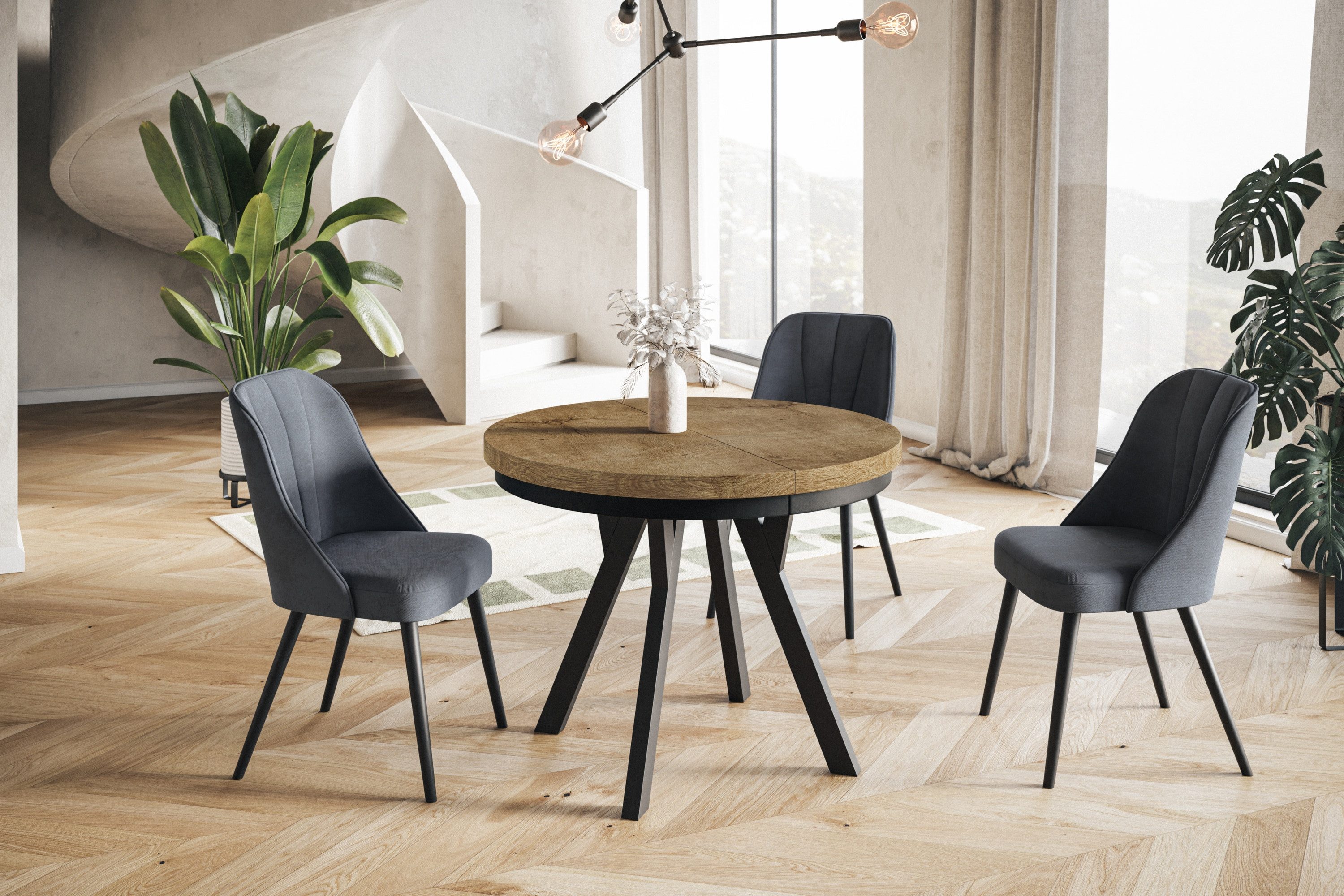 Alpi-Möbel Esstisch Wohnzimmertisch - Ausziehbarer runder Tisch 80-120 cm - günstig online kaufen