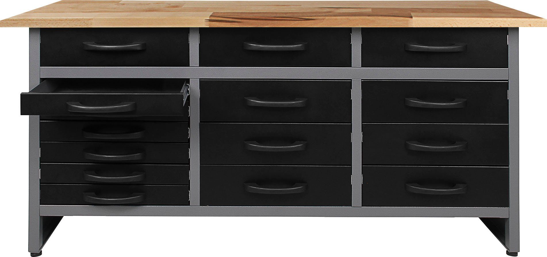 Ondis24 Werkstatt Set Konny 160 cm 3 Schränke LED Werkstatteinrichtung Werk günstig online kaufen