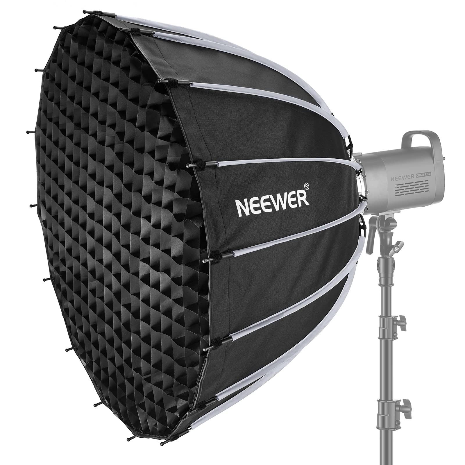Neewer Softbox SF85Q 85cm Parabolic Softbox, mit Diffusoren/Wabengitter/Tasche, Schnelle Einrichtung Zusammenklappen, für Bowens Mount-Beleuchtung