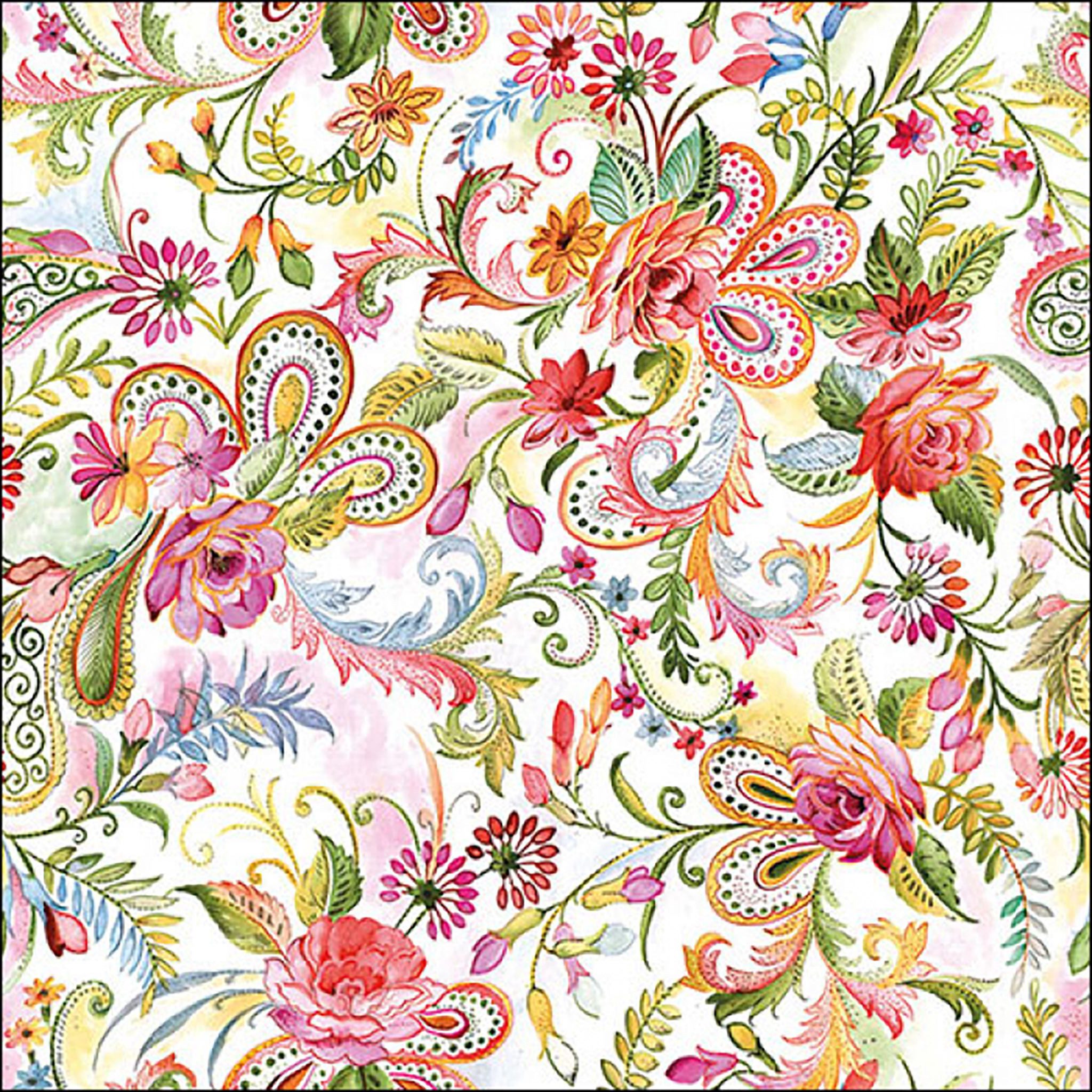 Ambiente Luxury Paper Products Papierserviette, Servietten Papier 33x33cm 3-lagig mit Paisley Blumen Motiv 20 Stück