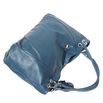 FLORENCE Schultertasche Florence Echtleder Hobo Bag Damen türkis (Schultertasche), Damen Leder Schultertasche, Henkeltasche, türkis ca. 42cm