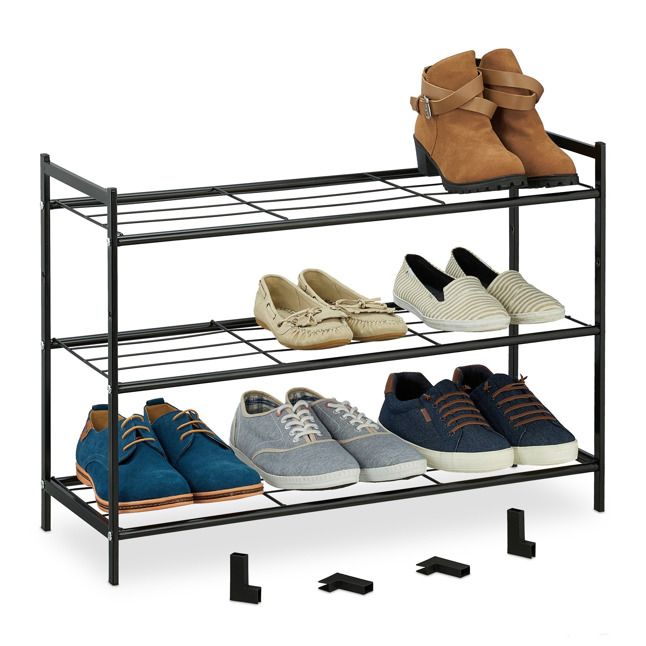 relaxdays Schuhregal Erweiterbares Schuhregal 3 Ebenen, günstig online kaufen