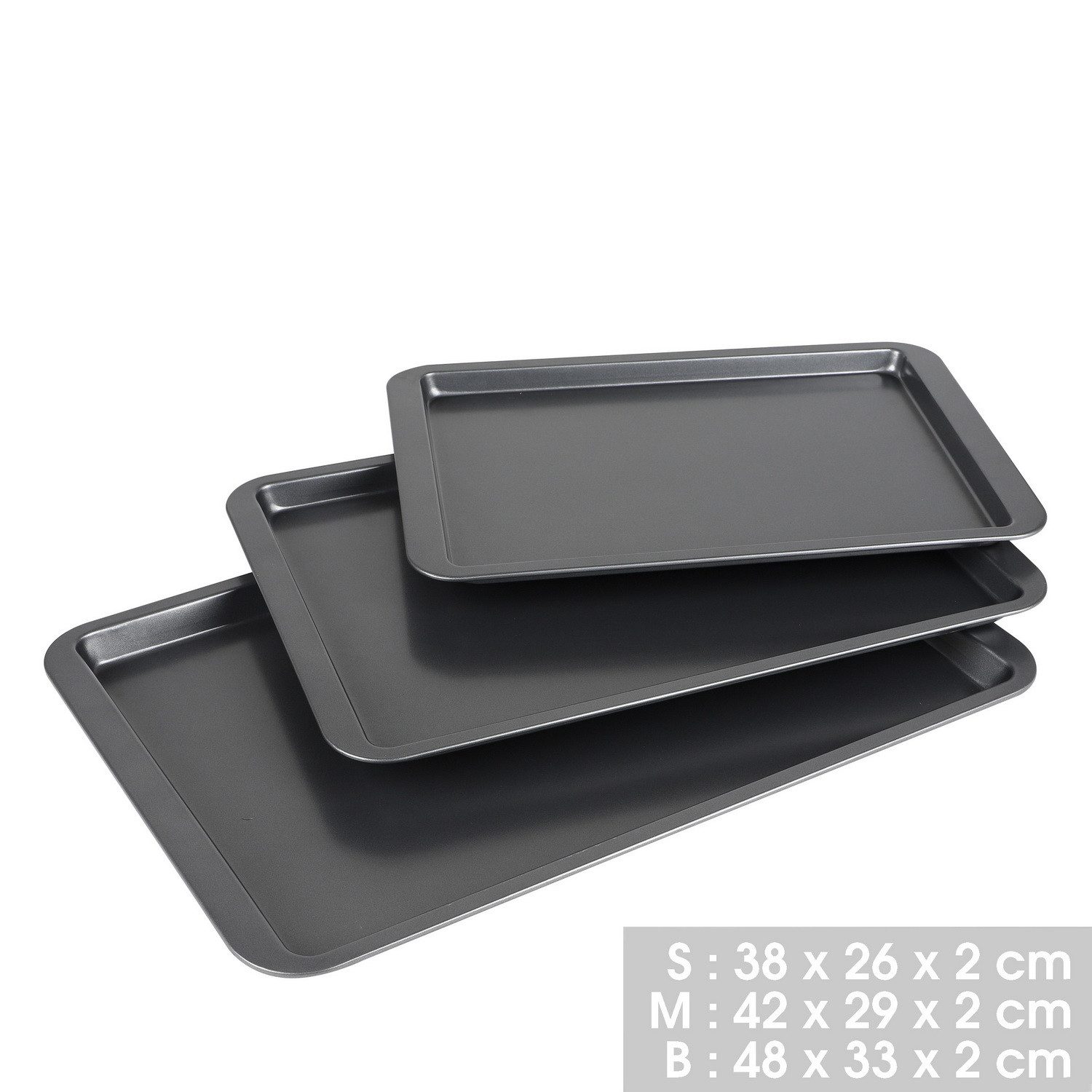 Urban Living Backblech Chef Traiteur 3er-Set: Backblech flache Backbleche Backofenblech, (Backblechset Backbleche / Backofenbleche in Anthrazit/Schwarz, 3-St.,  – Bild 3 von 5