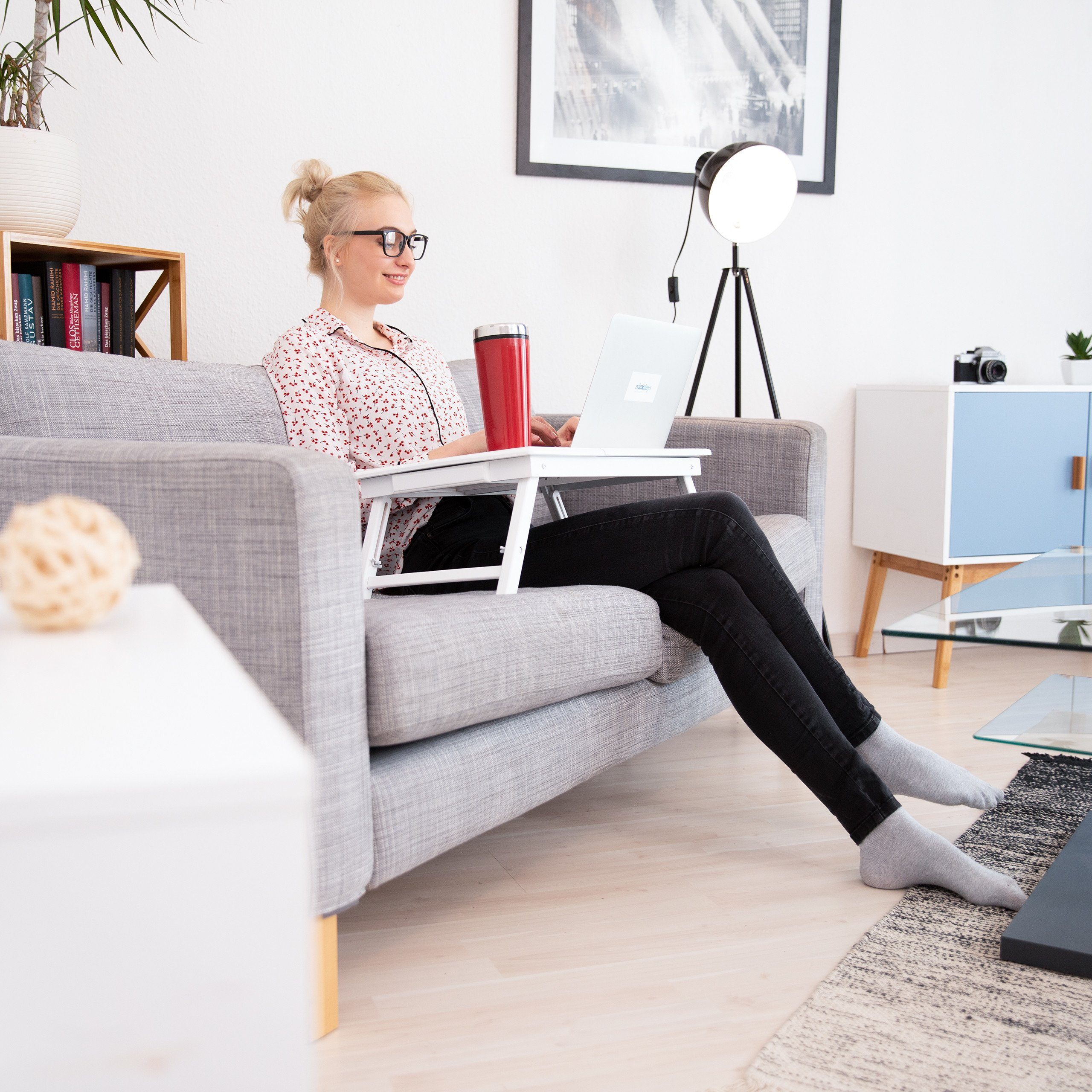 relaxdays Laptop Tablett Bambus Laptoptisch weiß, günstig online kaufen