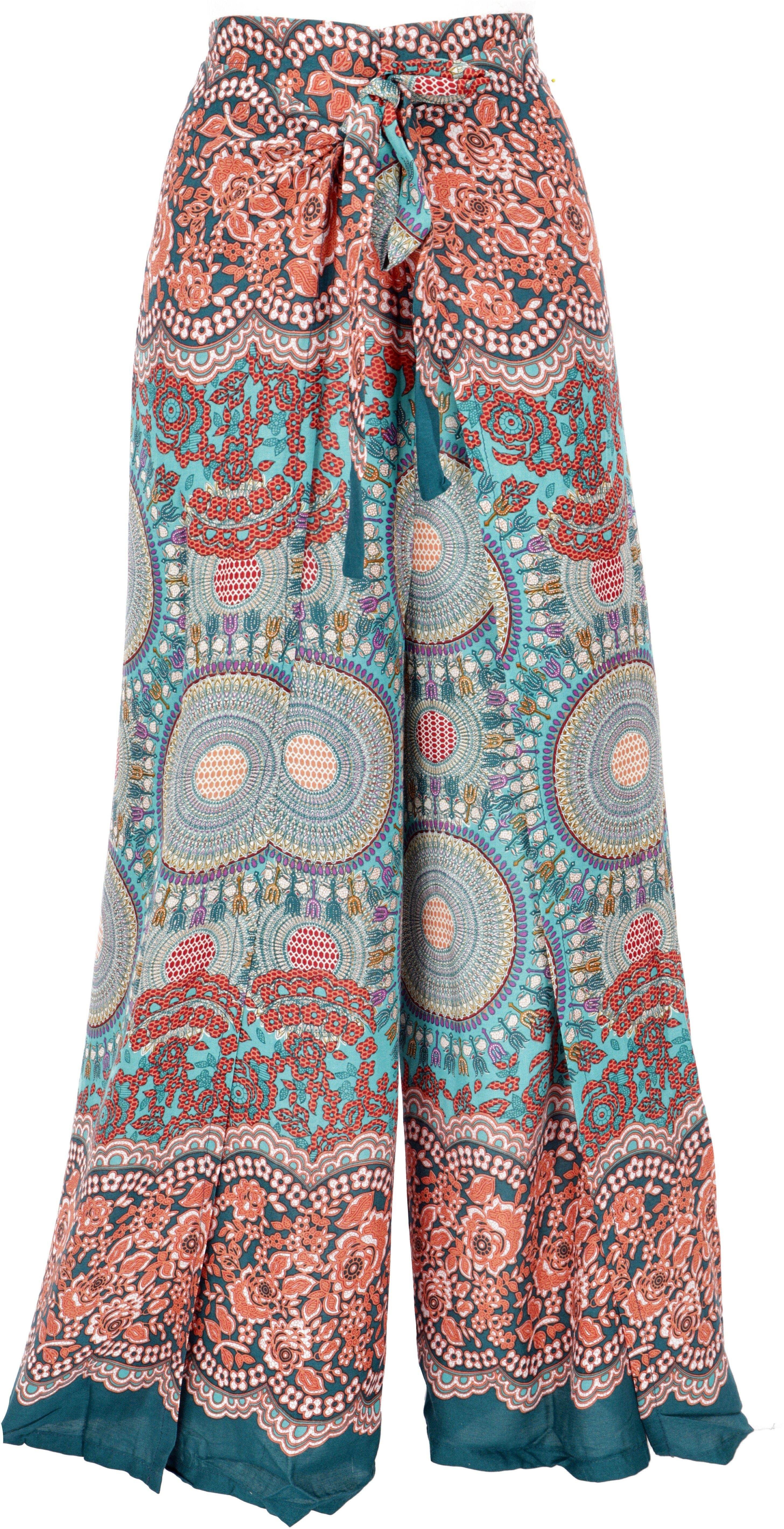 Guru-Shop Relaxhose Palazzohose, langer Boho Hosenrock, Wickelhose,.. alternative Bekleidung