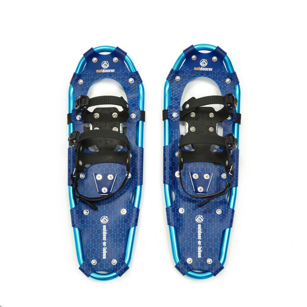outdoorer Schneeschuhe SnowHiker mit robustem Aluminiumrahmen & großer Auftrittsfläche, Leichte XXL-Schneeschuhe mit Ratschenbindung, blau, bis max. 120 kg