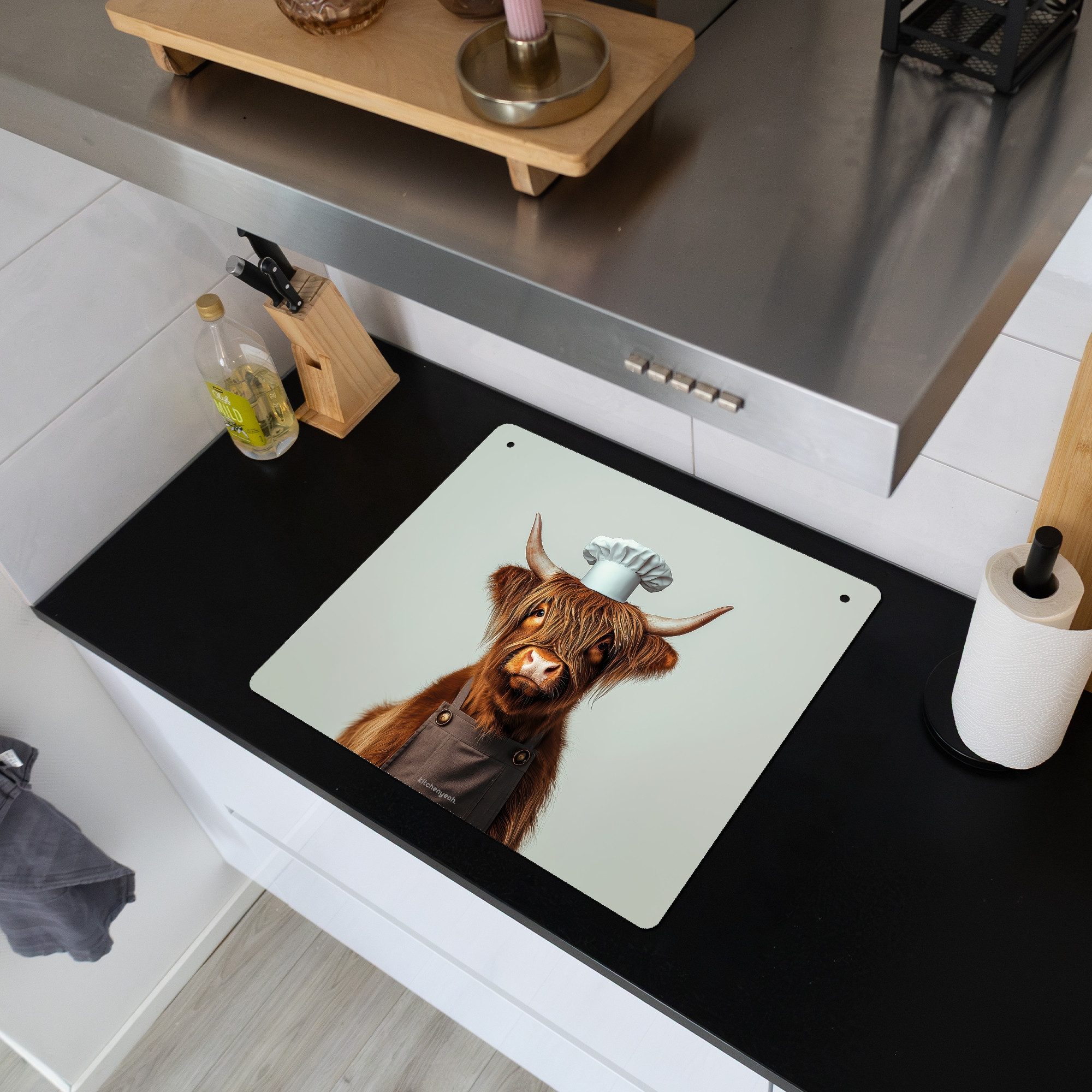 KitchenYeah Küchenrückwand Schottischer Highlander - Braun - Kochbekleidung günstig online kaufen