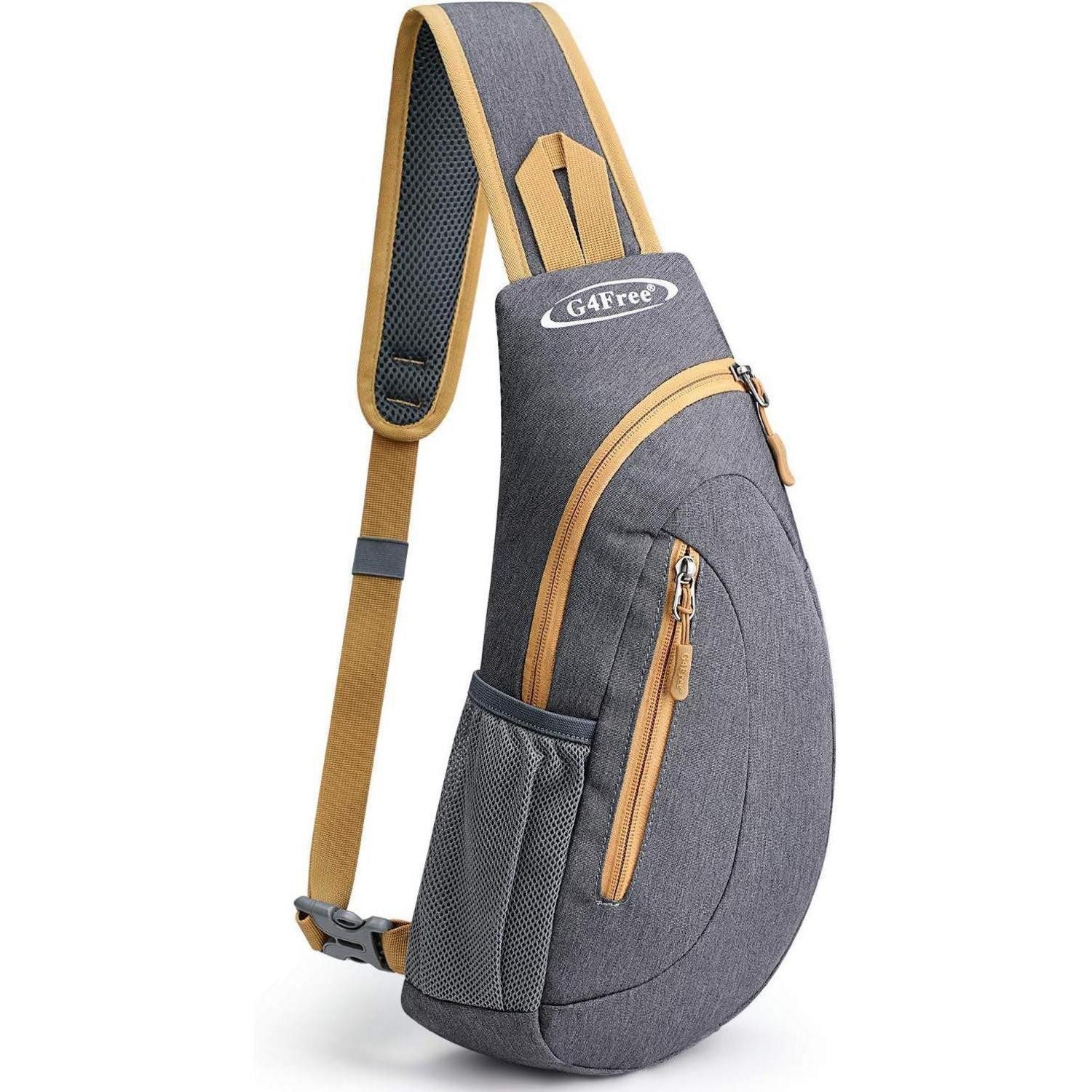 LuxusKollektion Umhängetasche Brusttasche Sling Schulterrucksack Dreieckpack Wandern S Grau Gelb