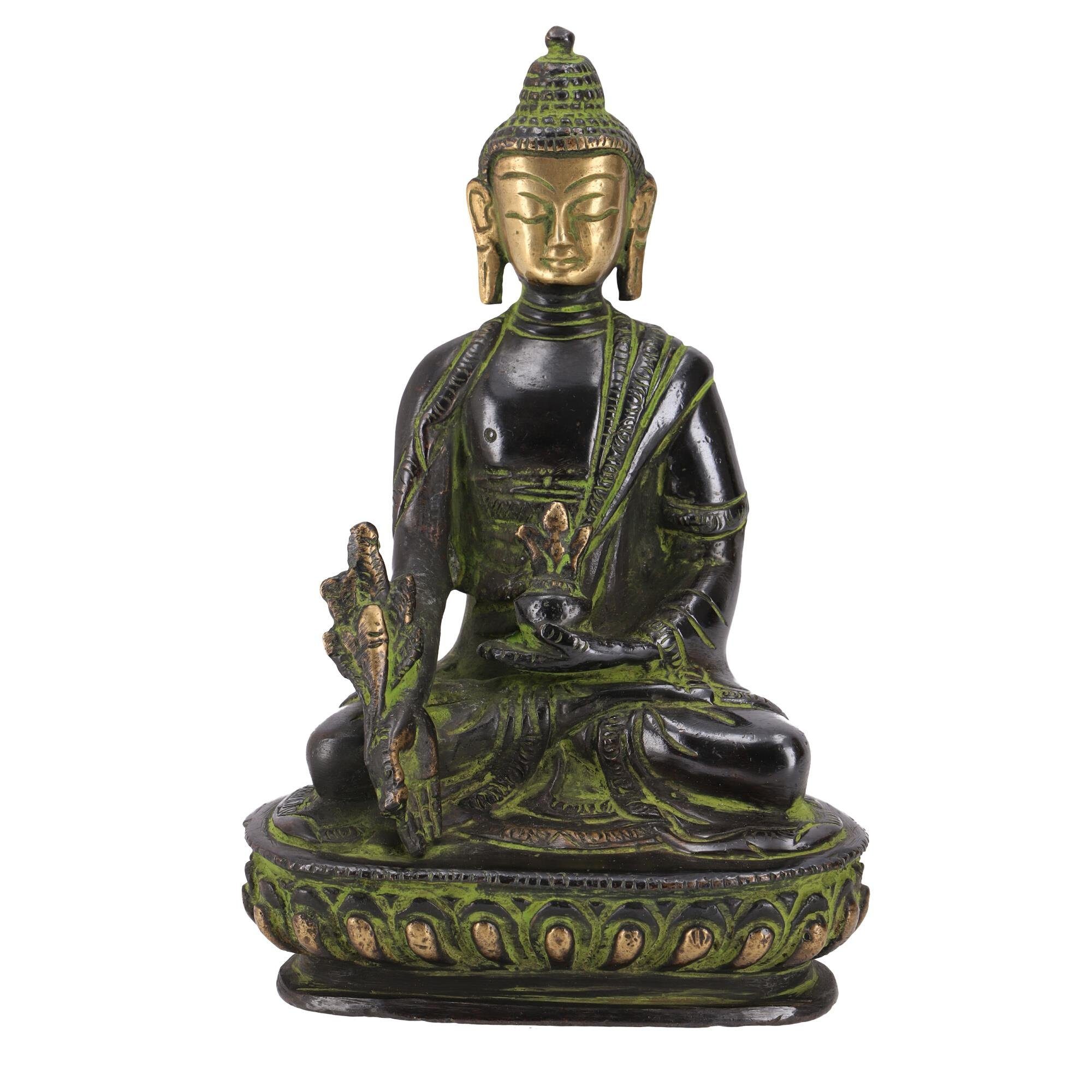 Buddhafigur Buddha Statue aus Messing Medizin Buddha 14 cm..