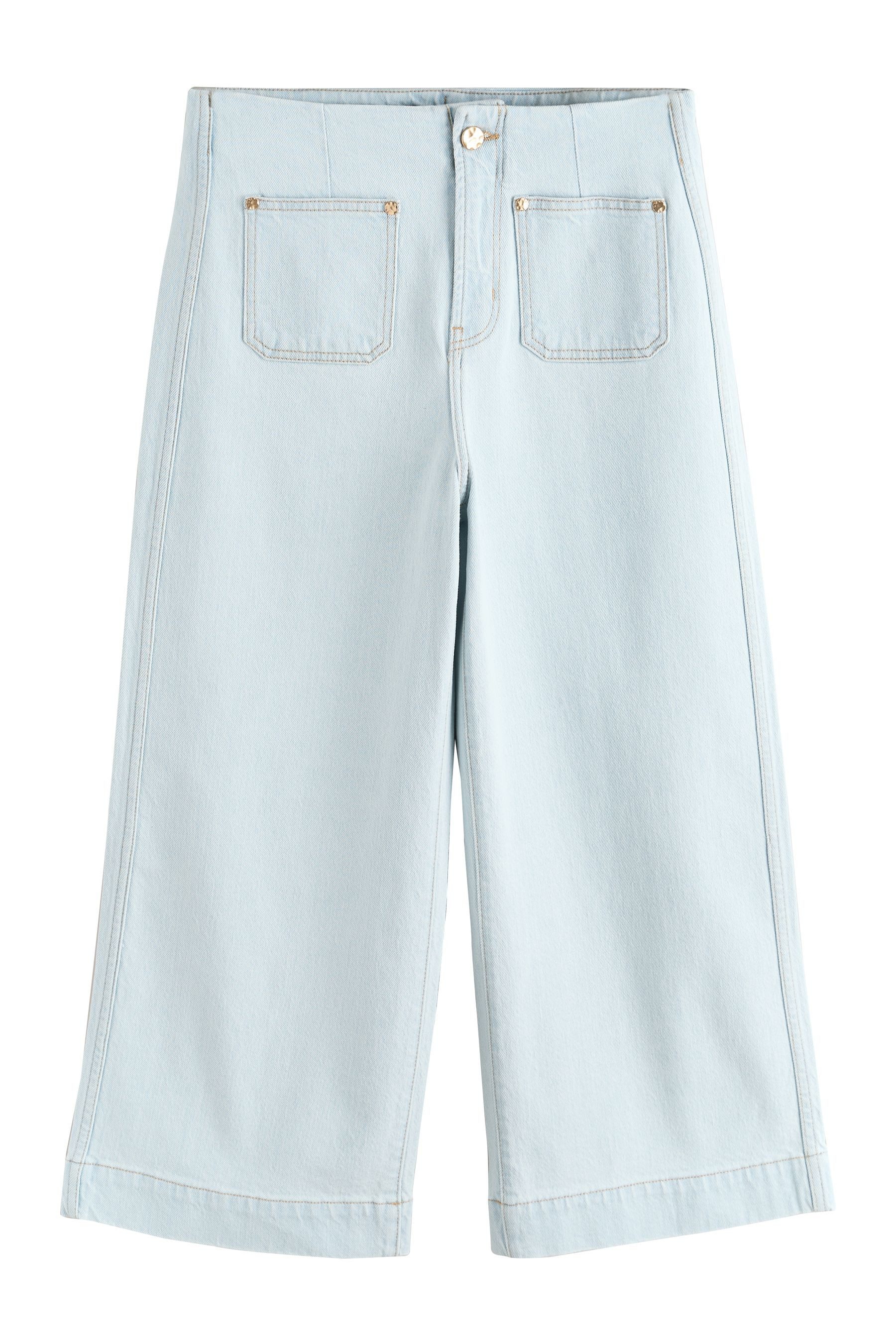 Caprijeans Verkürzte Jeans mit weitem Bein und Tasche