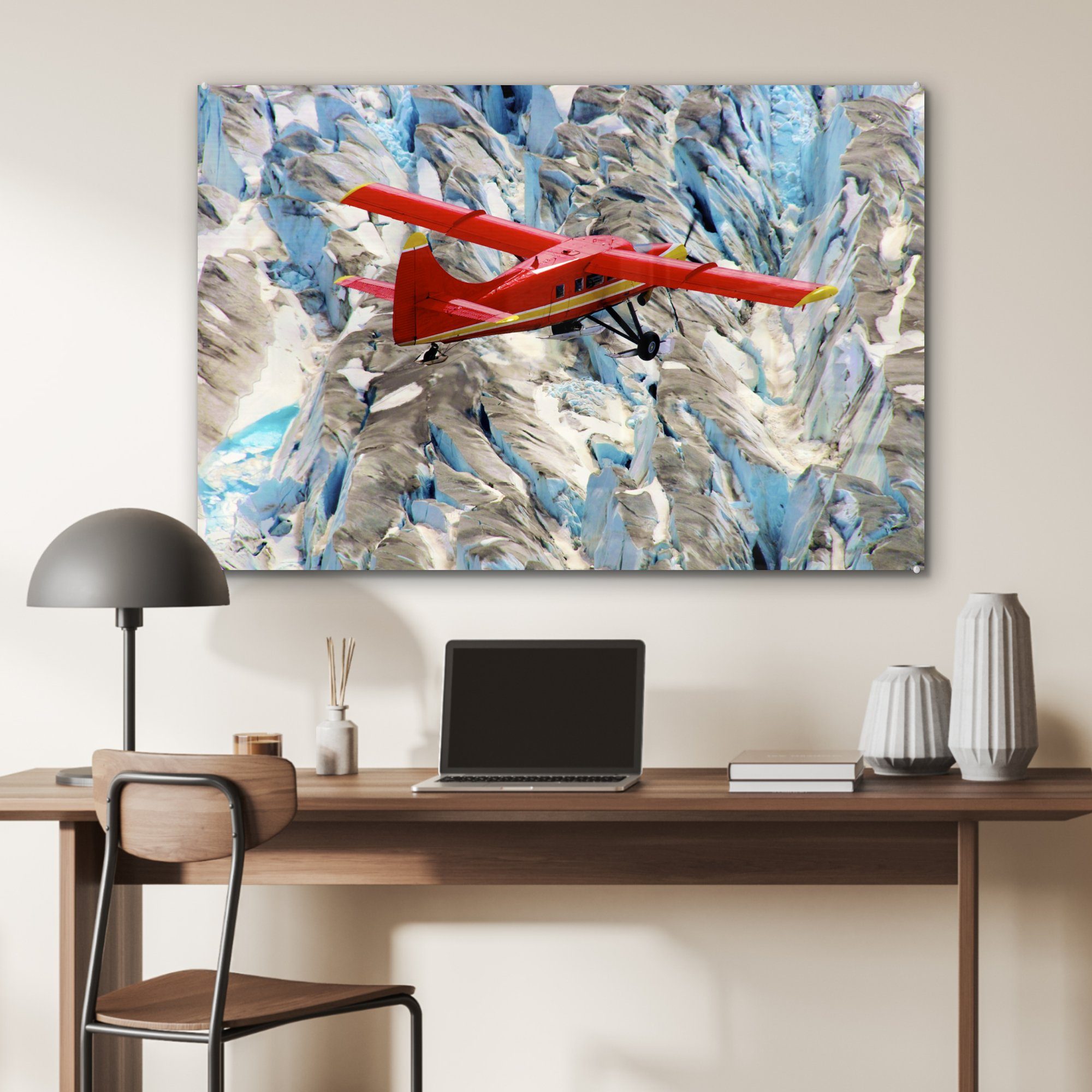 Fliegen St), Gletscher, - - & MuchoWow Flugzeuge (1 Acrylglasbilder Acrylglasbild Wohnzimmer Schlafzimmer