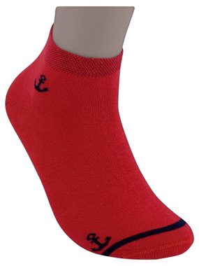 Die Sockenbude Sneakersocken MARITIM mit Soft Piqué-Bund (Bund, 4-Paar, blau weiß rot) gekämmte Baumwolle