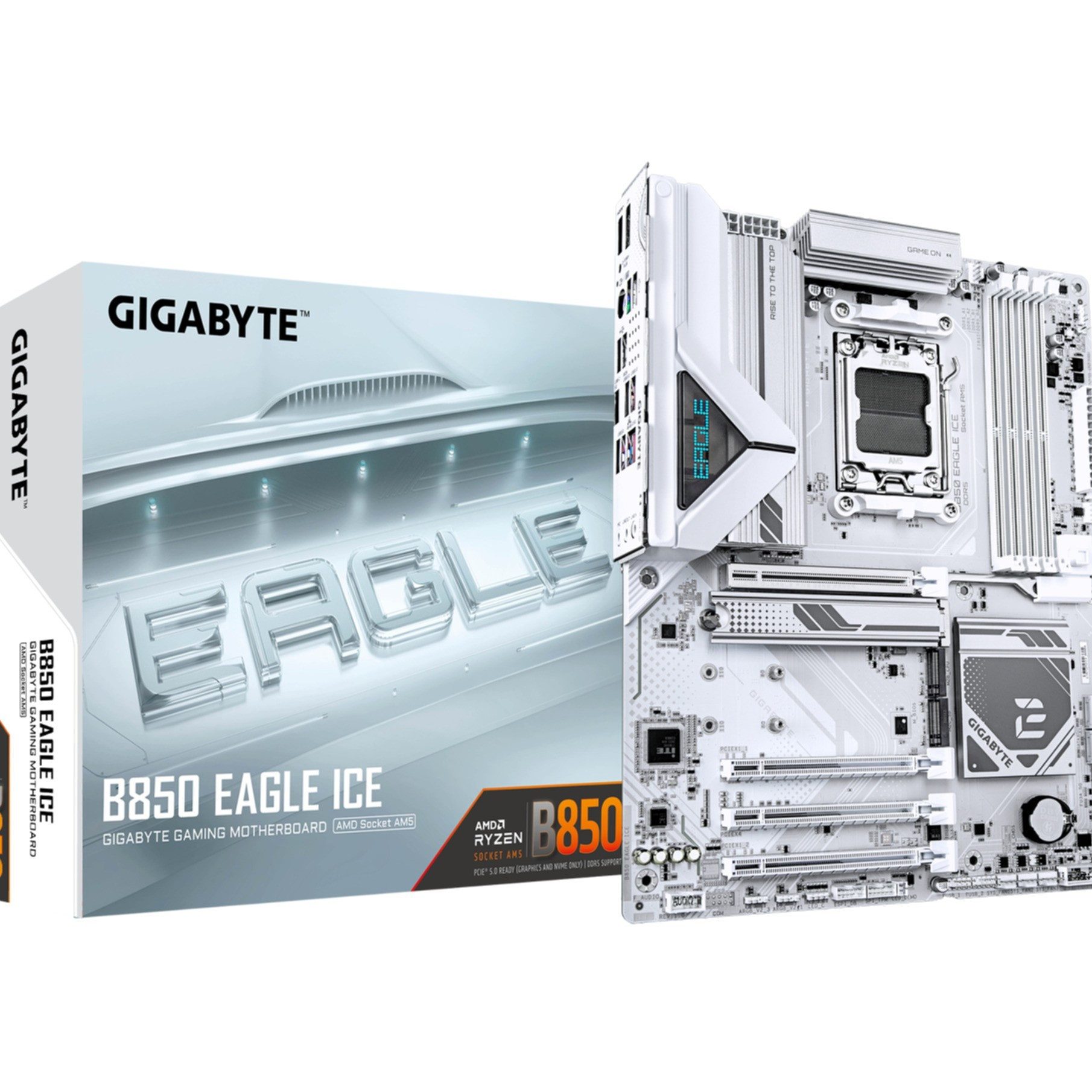 Gigabyte B850 EAGLE ICE Mainboard – AMD Ryzen 9000 Serien-Prozessoren, 8+2+2 Ph Mainboard