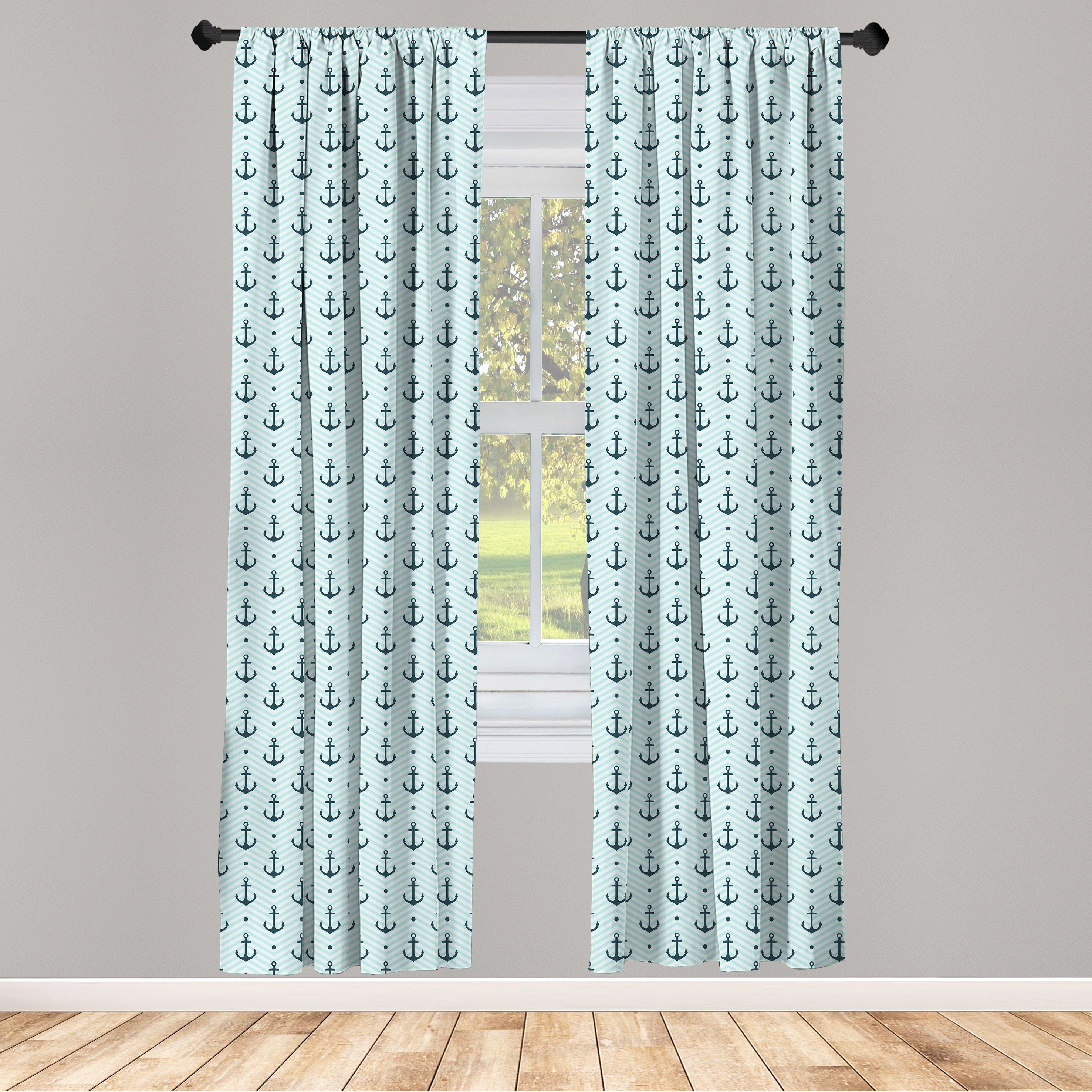 Gardine Vorhang für Wohnzimmer Schlafzimmer Dekor, Abakuhaus, Microfaser, Anker Zick-Zack-Chevron Anchors