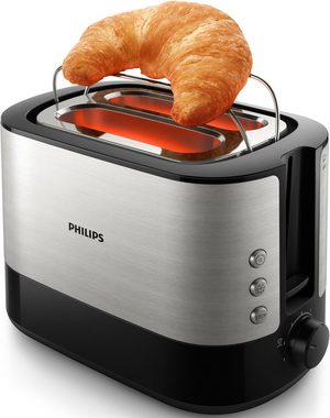 Philips Toaster HD2639/90, 2 kurze Schlitze, 730 W, Brötchenaufsatz, Krümelschublade, 7 Bräunungsstufen, 3 Funktionen