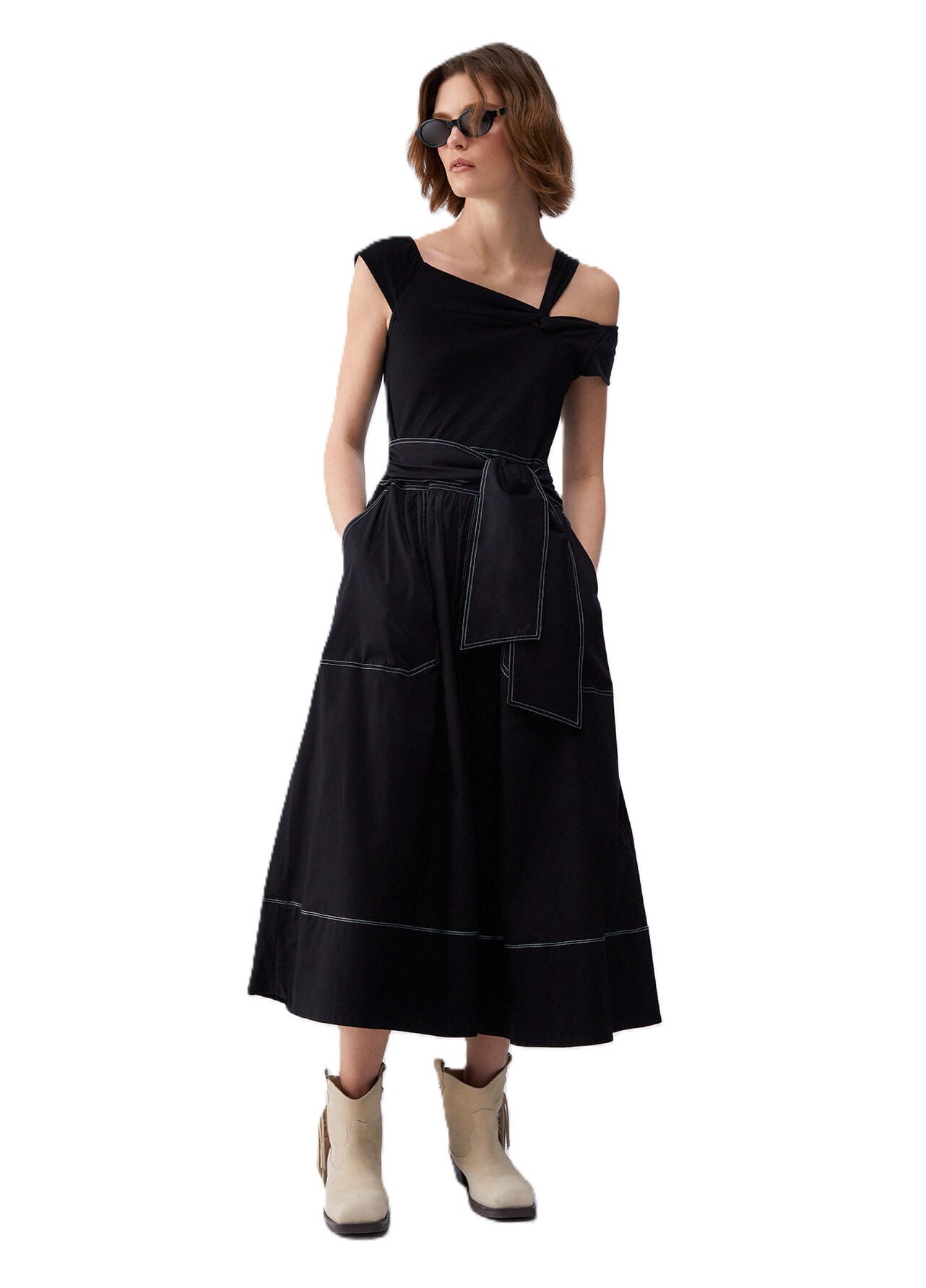 Liu Jo Midikleid ABITO JERSEY - Kleid Damen - Midikleid - Jersey - schwarzes Kleid