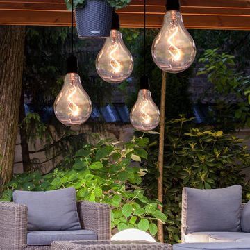 etc-shop Außen-Deckenleuchte, LED-Leuchtmittel fest verbaut, Warmweiß, Hängeleuchte Pendelleuchte Außenlampe LED 4-Flammig Edison Glühbirne