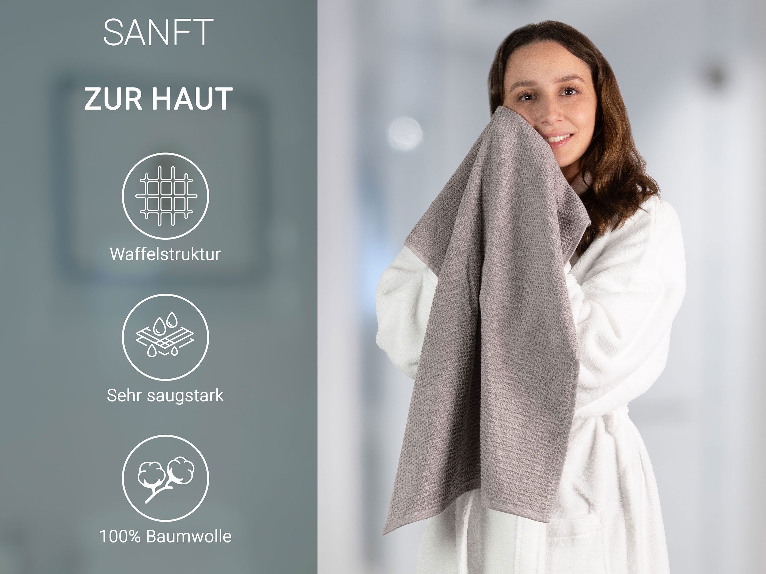 ZOLLNER Handtücher, Waffelpique (6-St), 50 x 70 cm, 100% Baumwolle, vom Hotelwäschespezialist