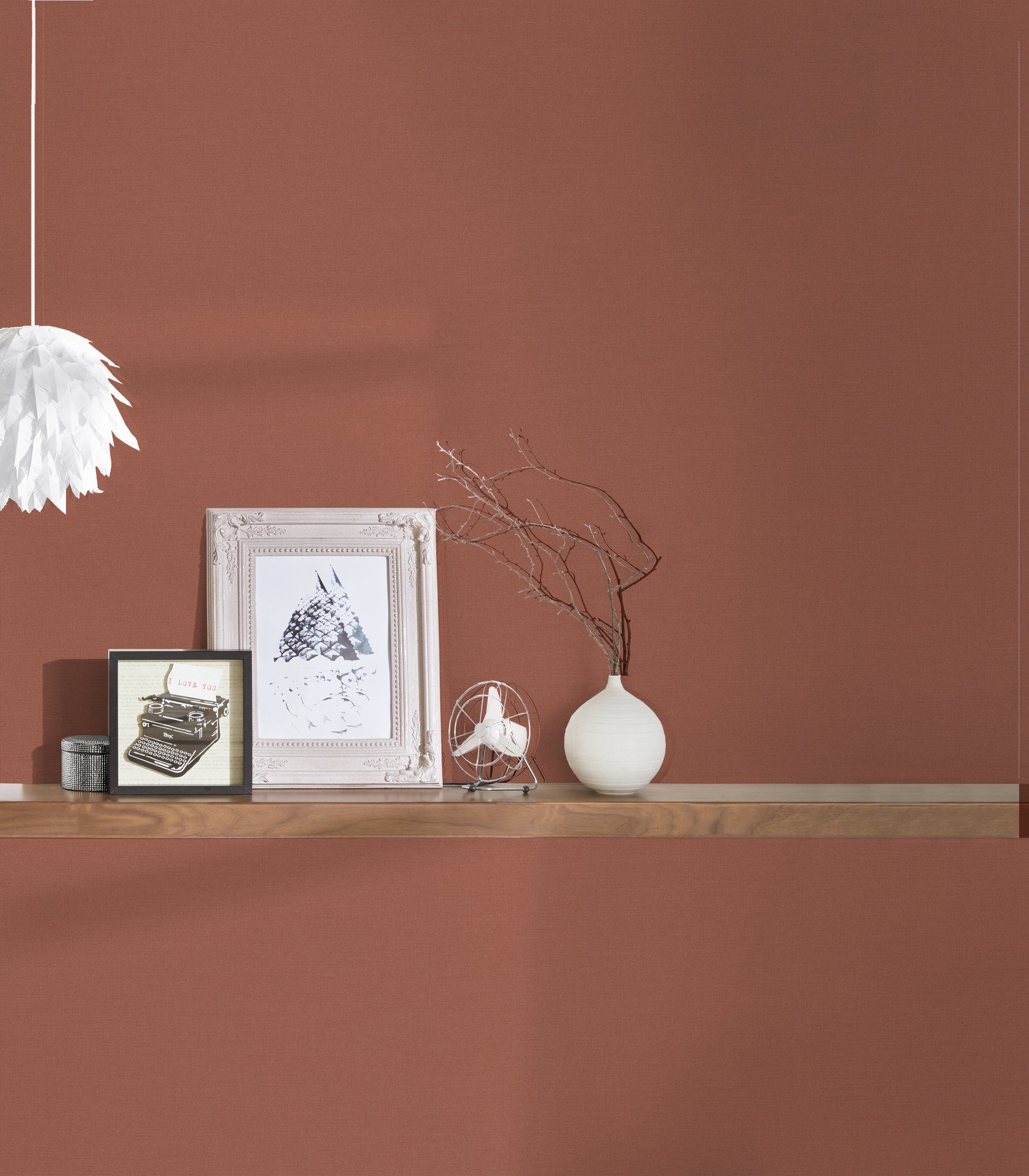 Bricoflor Terracotta Tapete für Wohnzimmer und Küche Uni Vliestapete in Ros günstig online kaufen