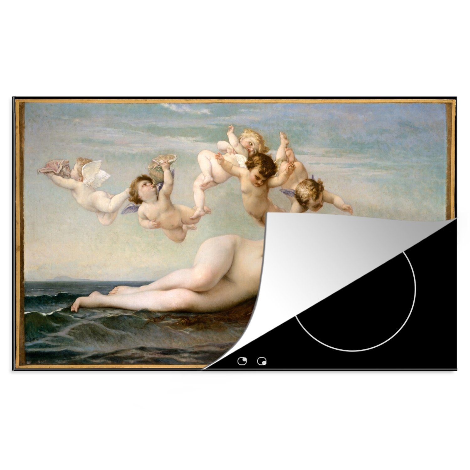 MuchoWow Herdblende-/Abdeckplatte Die Geburt der Venus - Gemälde von Alexandre Cabanel, Vinyl, (1 tlg), 83x51 cm, Ceranfeldabdeckung, Arbeitsplatte für küche