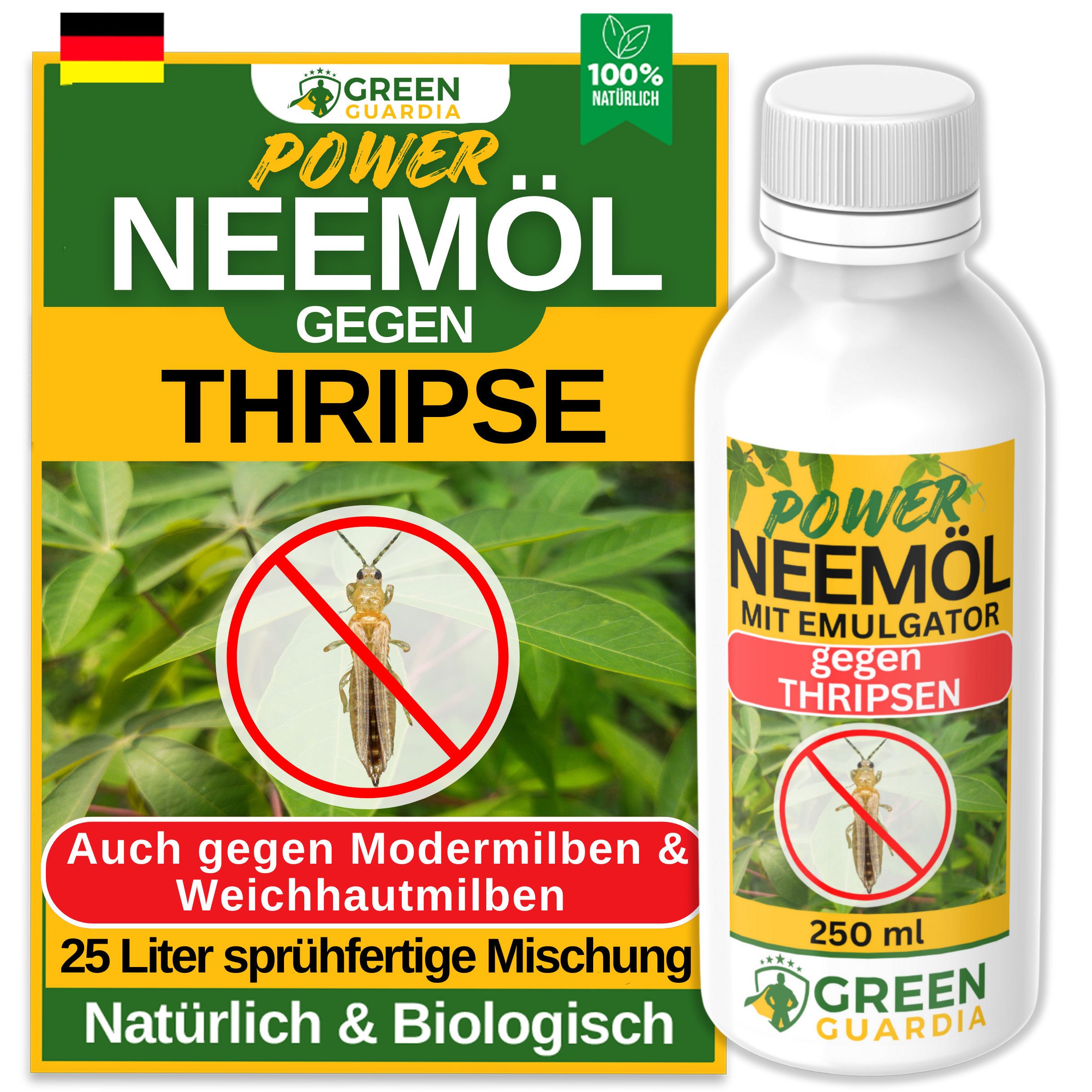 Insektenvernichter Power Neemöl gegen Thripse - 250ml für 25l Mischung