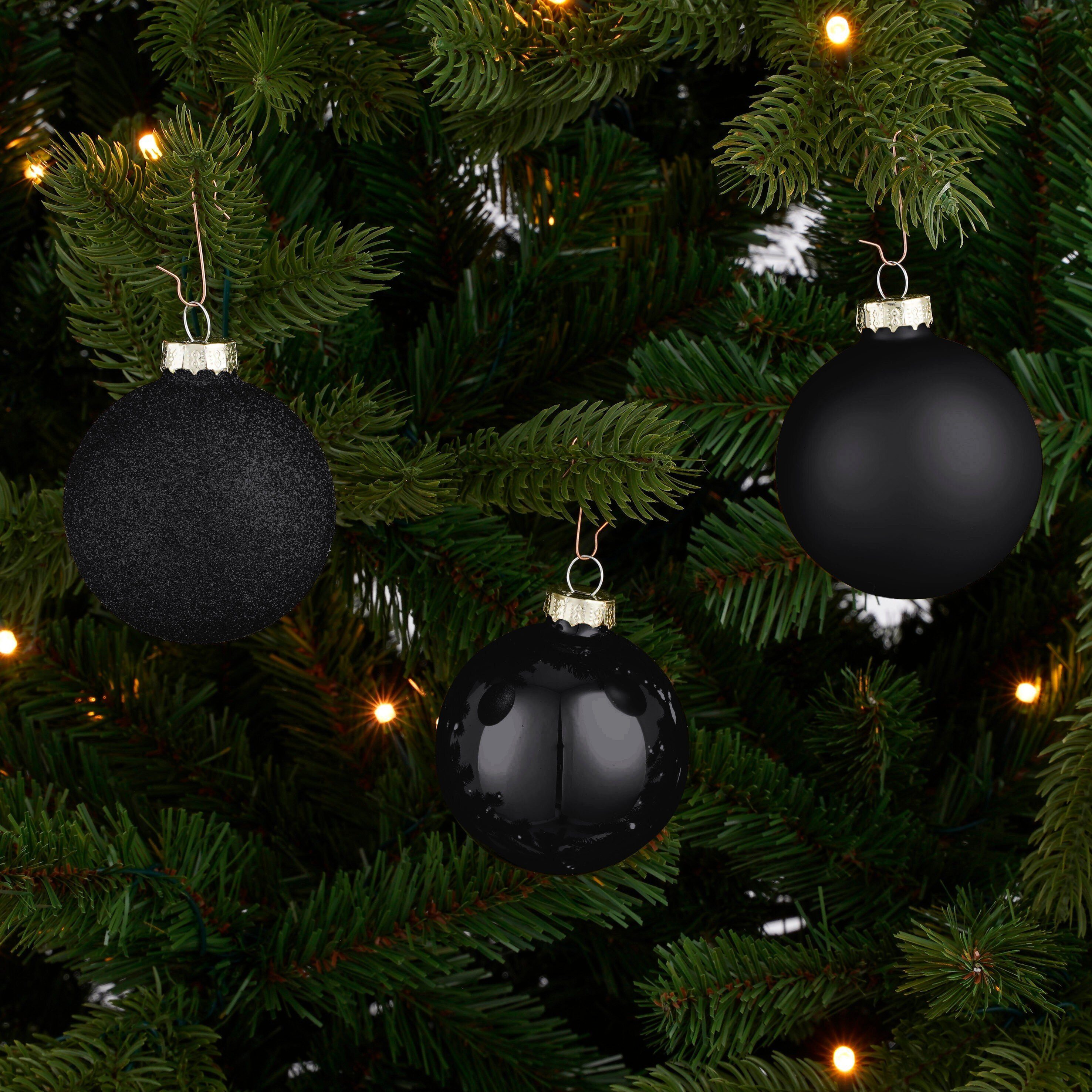 Mica Decorations Weihnachtsbaumkugel Mica Decorations Kugel glas schwarz 26 Stueck - d7cm