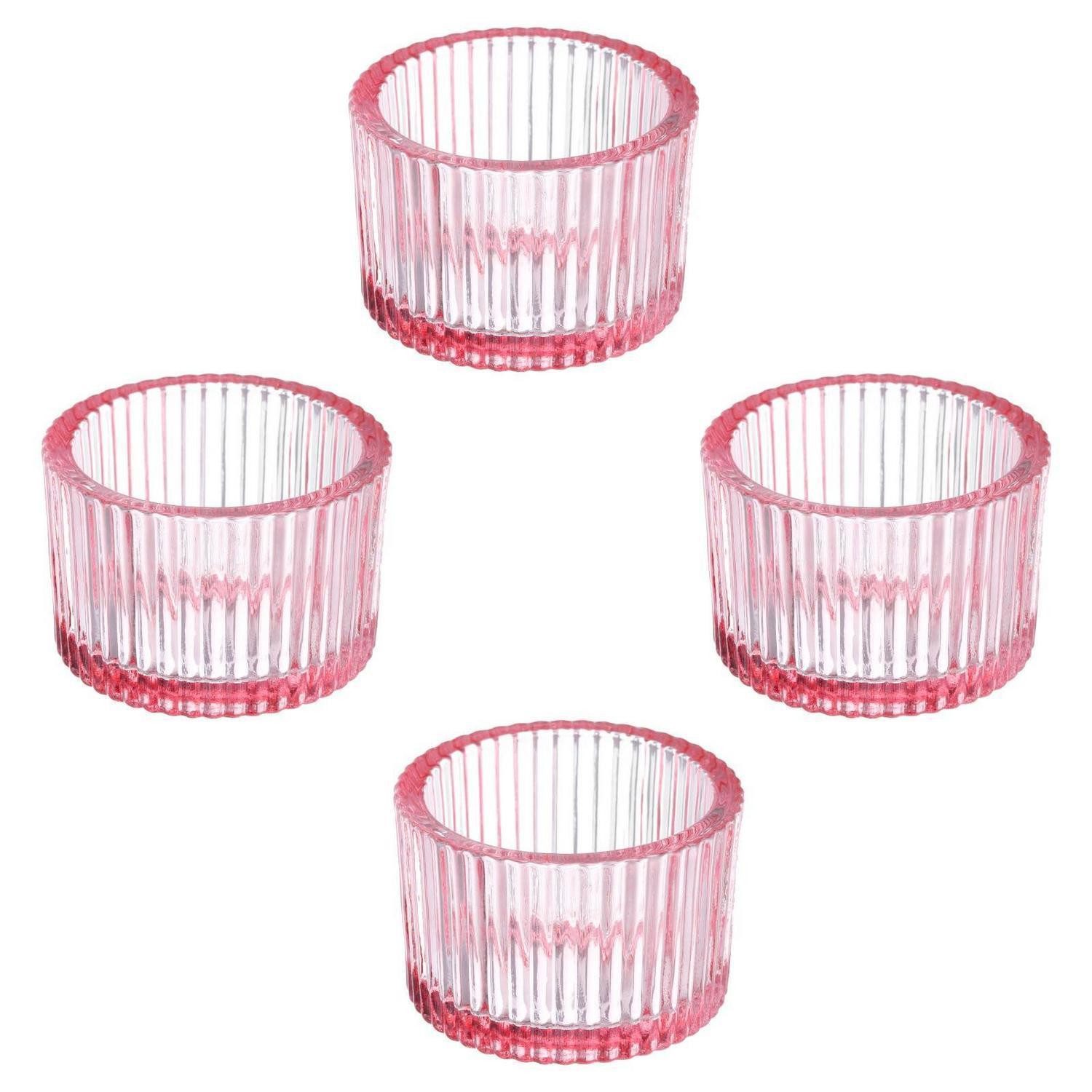 LuxusKollektion Teelichthalter Teelichthalter Glas Rosa 4er-Set