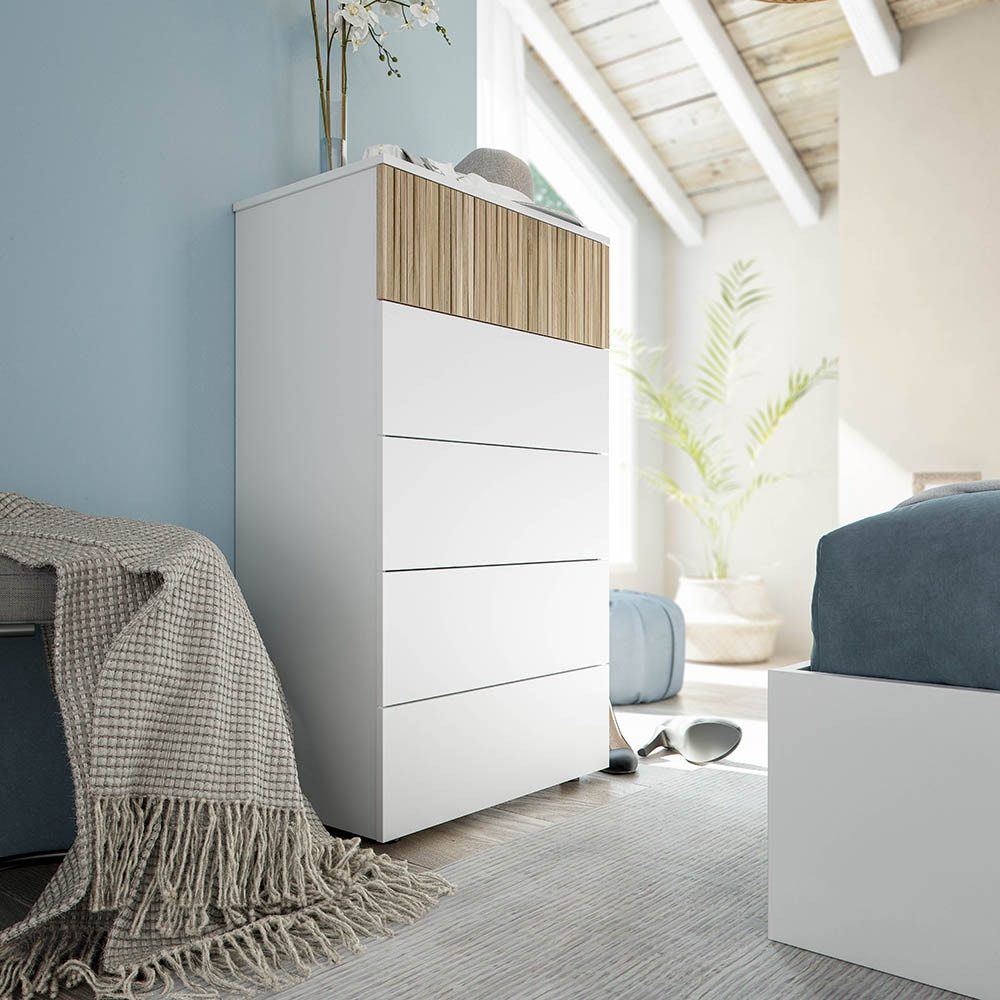 FORES HABITAT Kommode in Artik-Weiß/Natur - 61x109x40 (BxHxT)