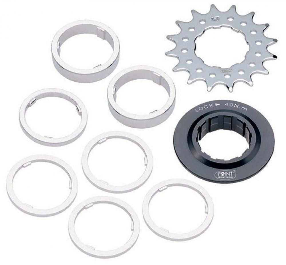 Zahnkranz Single Speed Ritzel / Distanzring-Set 16 Zähne
