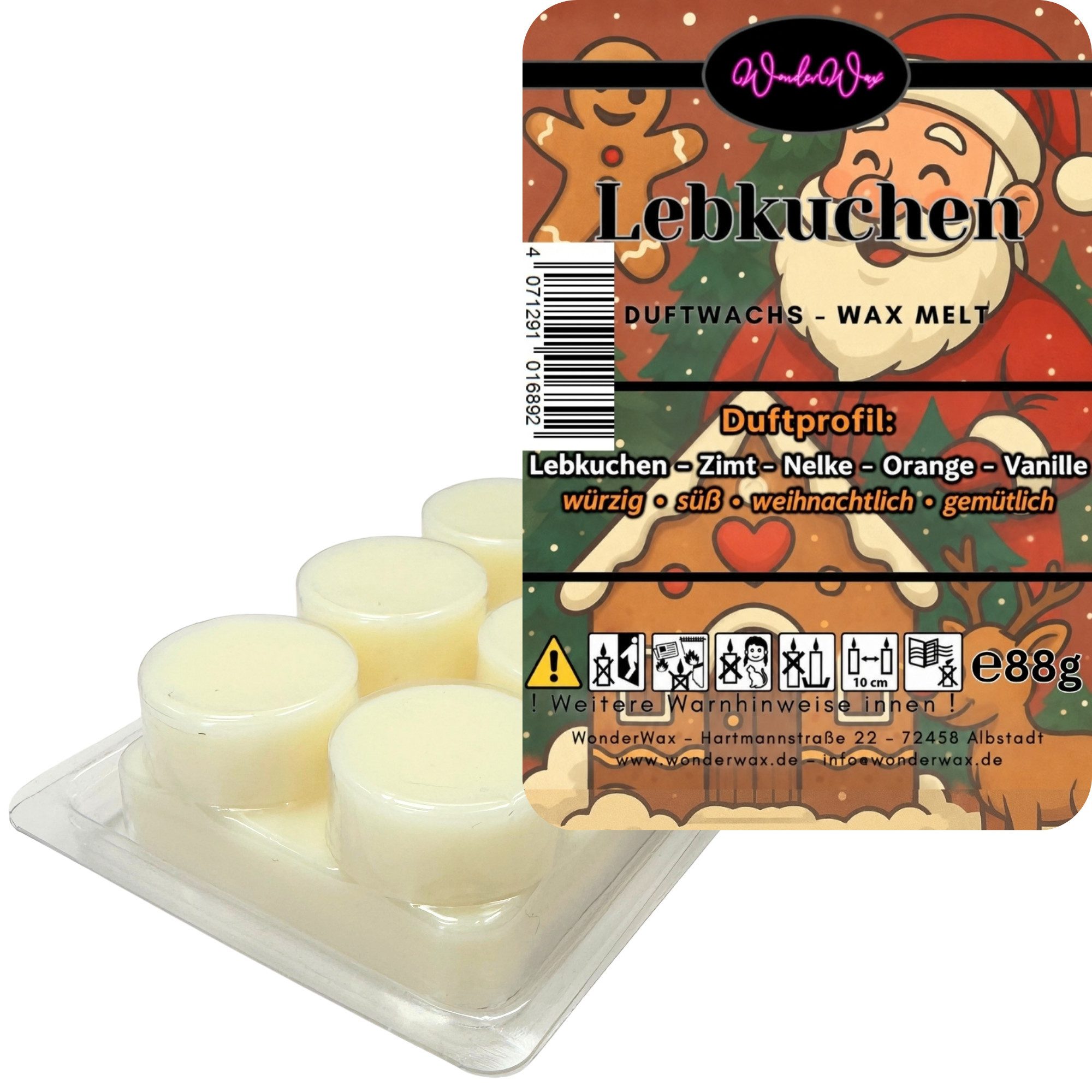 WonderWax Duftwachs WonderWax® Duftwachs Weihnachten 6 Kreise, (Lebkuchen), Duftrichtung: Lebkuchen