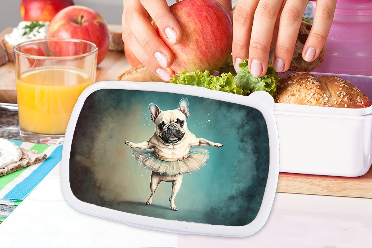 Lunchbox (2-tlg), - Kinder - Tutu Jungs Hund und MuchoWow Mädchen Abstrakt Ballett Erwachsene, Porträt - Brotdose, Kunststoff, für für Kind, weiß - - Brotbox und
