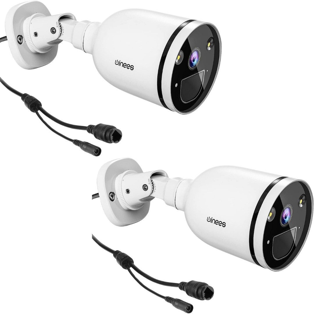 Winees Überwachungskamera (Außenbereich, Intelligente Erkennung, Nachtsicht und Einfache Installation, 2-tlg., 2.4/5GHz 4MP 2K WLAN, mit Spotlight)