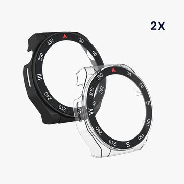 kwmobile Smartwatch-Hülle 2x Hülle für Huawei WATCH Ultimate, Fullbody Fitnesstracker Glas Cover Case Schutzhülle Set