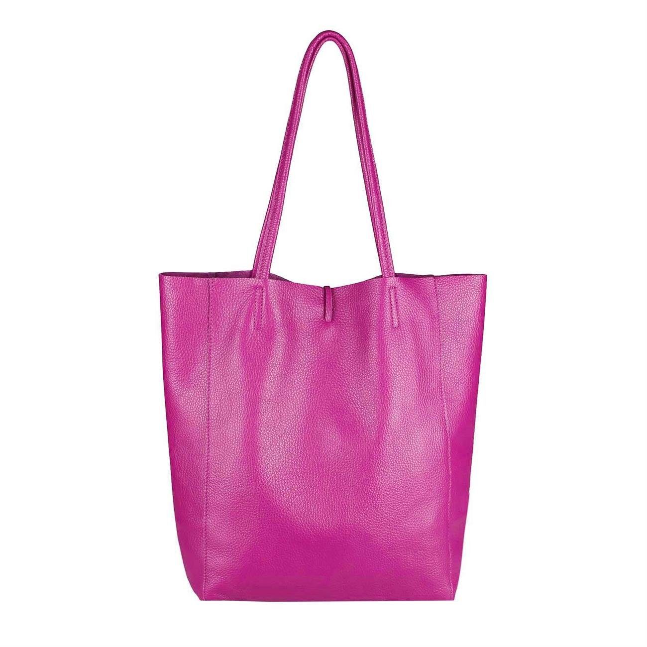 ITALYSHOP24 Schultertasche Made in Italy Damen Premium Leder SHOPPER Tasche HOBO Umhängetasche, Echtleder Business Bag leicht groß klassisch sicher geräumig Beutel