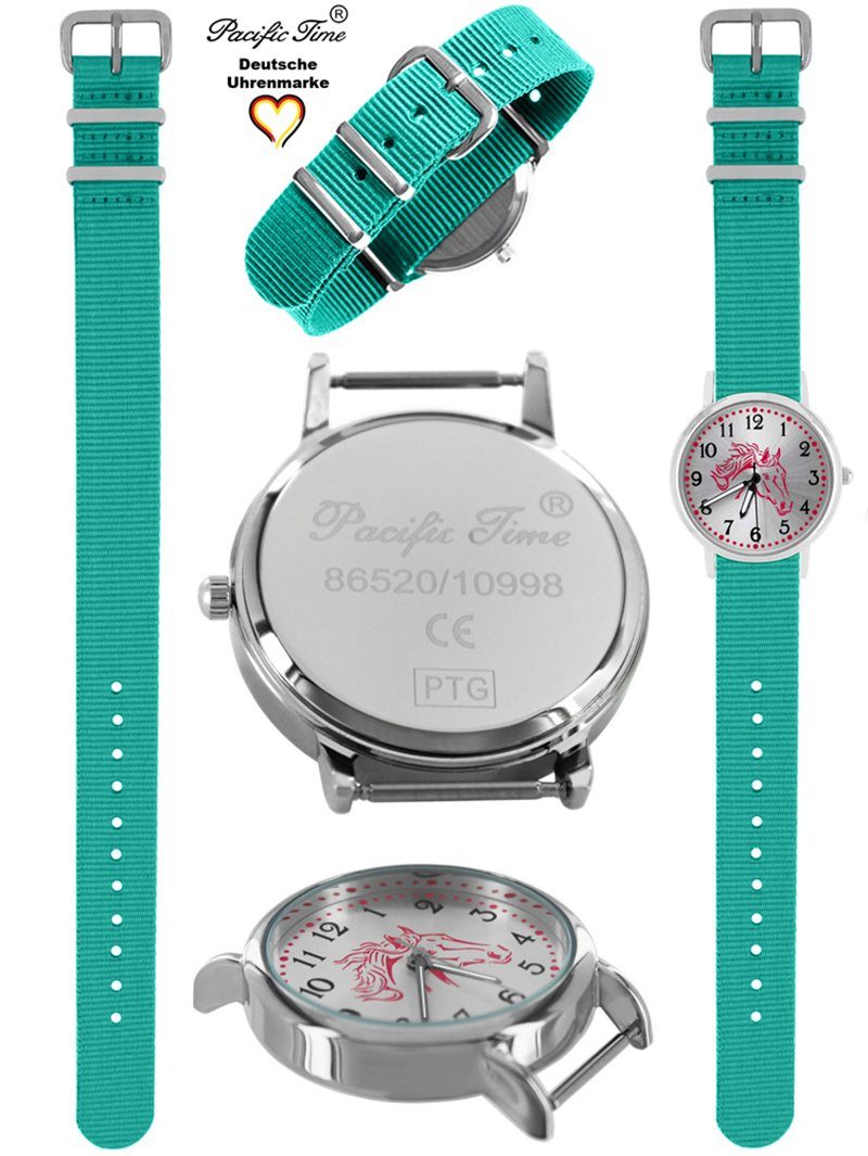 Pacific Time Quarzuhr Kinder rosa Armbanduhr Match Pferd Versand - türkis und Gratis Wechselarmband, Mix Design