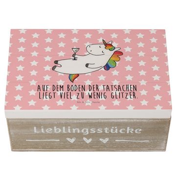 Mr. & Mrs. Panda Dekokiste Einhorn Cocktail - Rot Pastell - Geschenk, Einhorn Deko, Schatzkiste, (1 St)