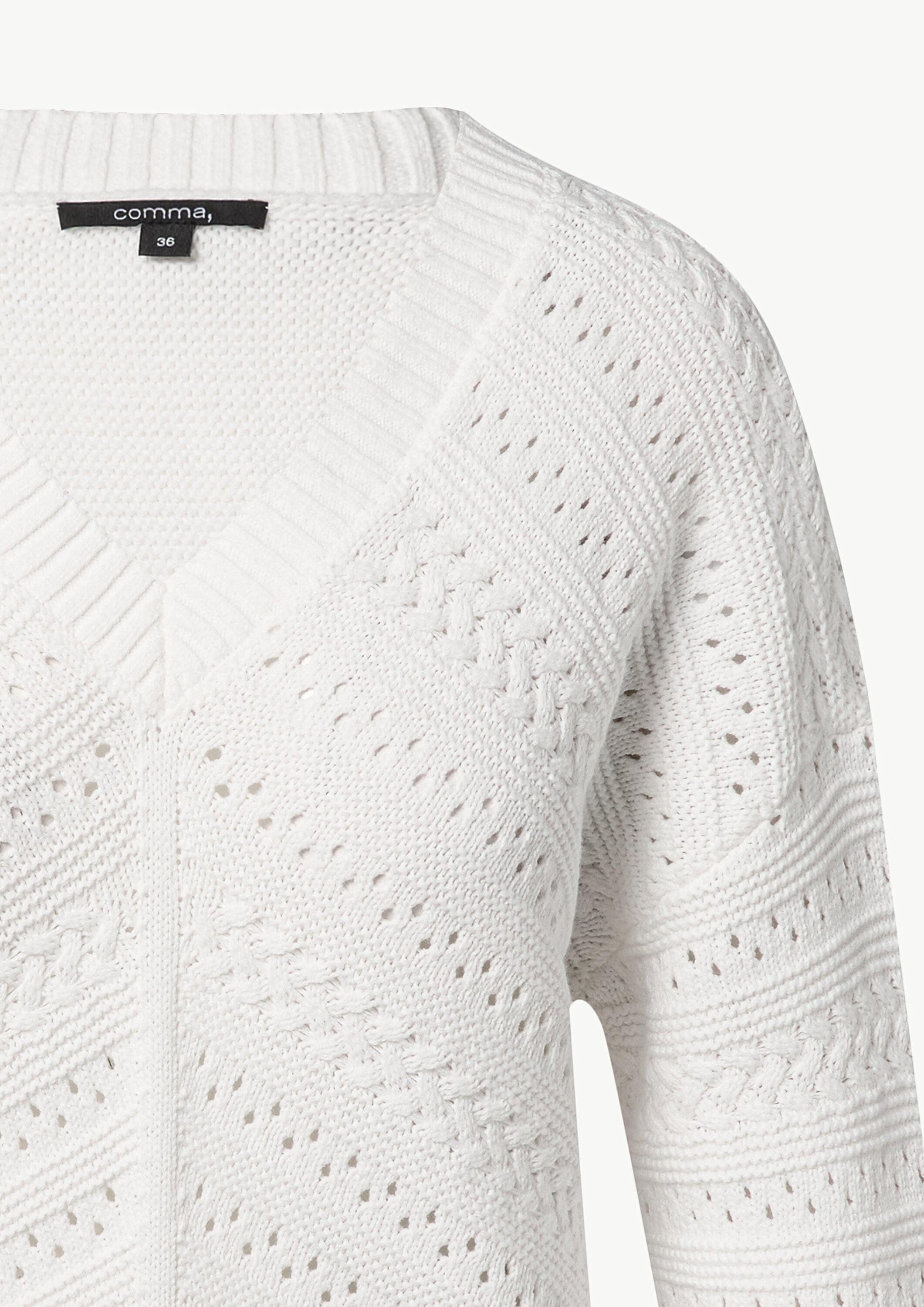 comma Longpullover Strickpullover Strickpullover mit Riegel-Detail