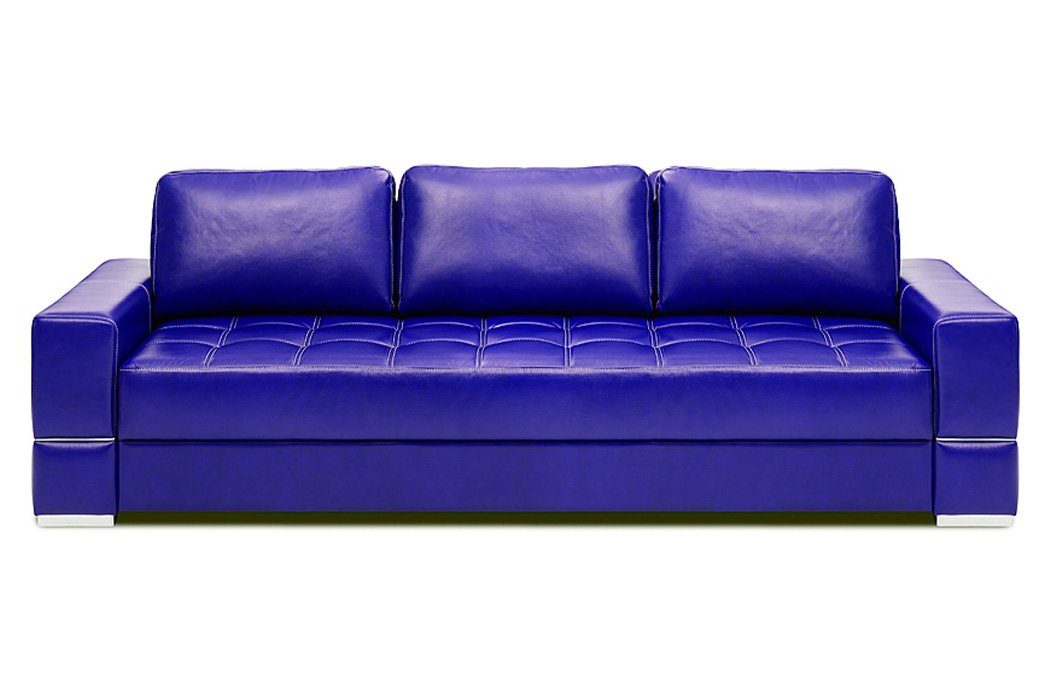 Italienisches Leder Blau Polster Sofa Sitzer 3 100% Bettfunktion Modern Sofa, JVmoebel