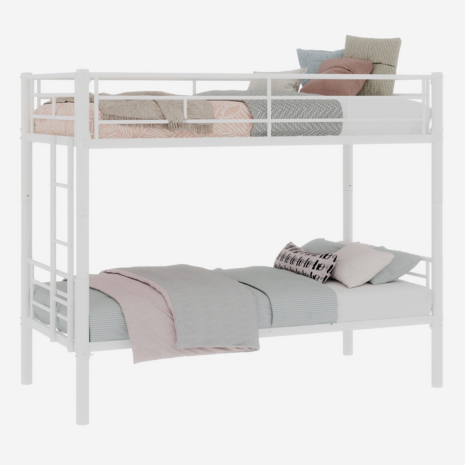 REDOM Etagenbett Metallbett mit Leiter und Geländer (mit Leiter und Geländer. In zwei Einzelbetten umwandelbar., 1-St., 90 x 190 cm)