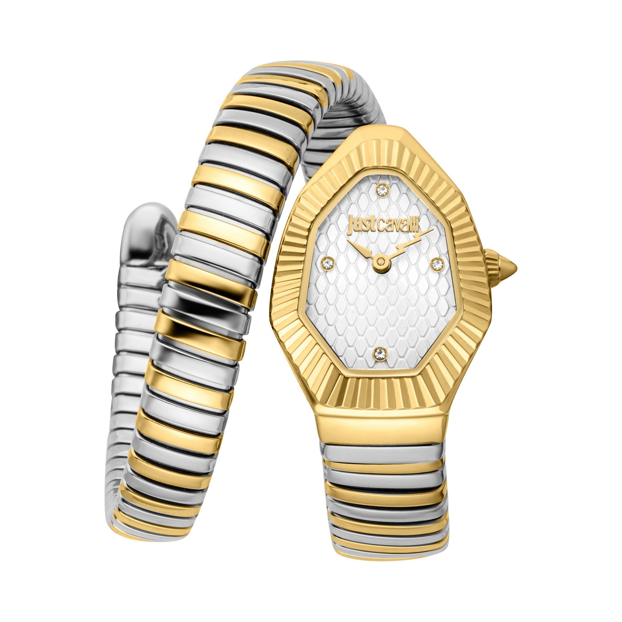 Just Cavalli Time Quarzuhr Signature Snake JC1L430M0055, Armbanduhr, Edelstahlarmband, analog, Kristallsteine