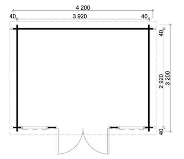 Alpholz Gartenhaus Atrium-F, BxT: 440x345 cm, Beige