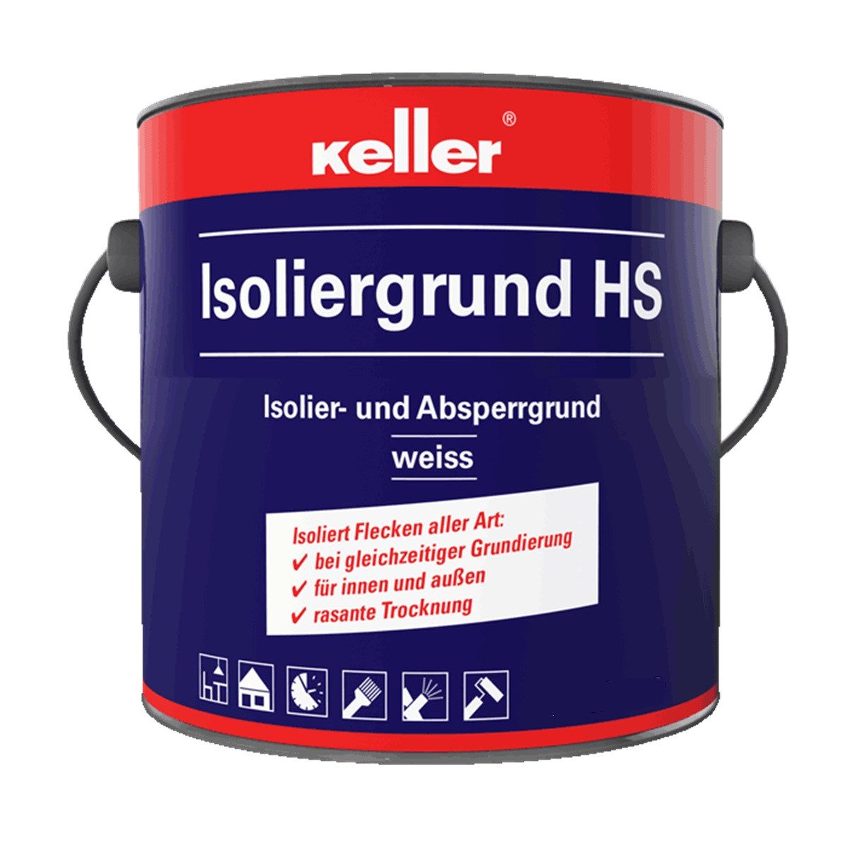 Jaegerlacke Wandfarbe Keller Isoliergrund HS 581 weiss, Absperrgrund zur Fleckenisolierung, schnell trocknend