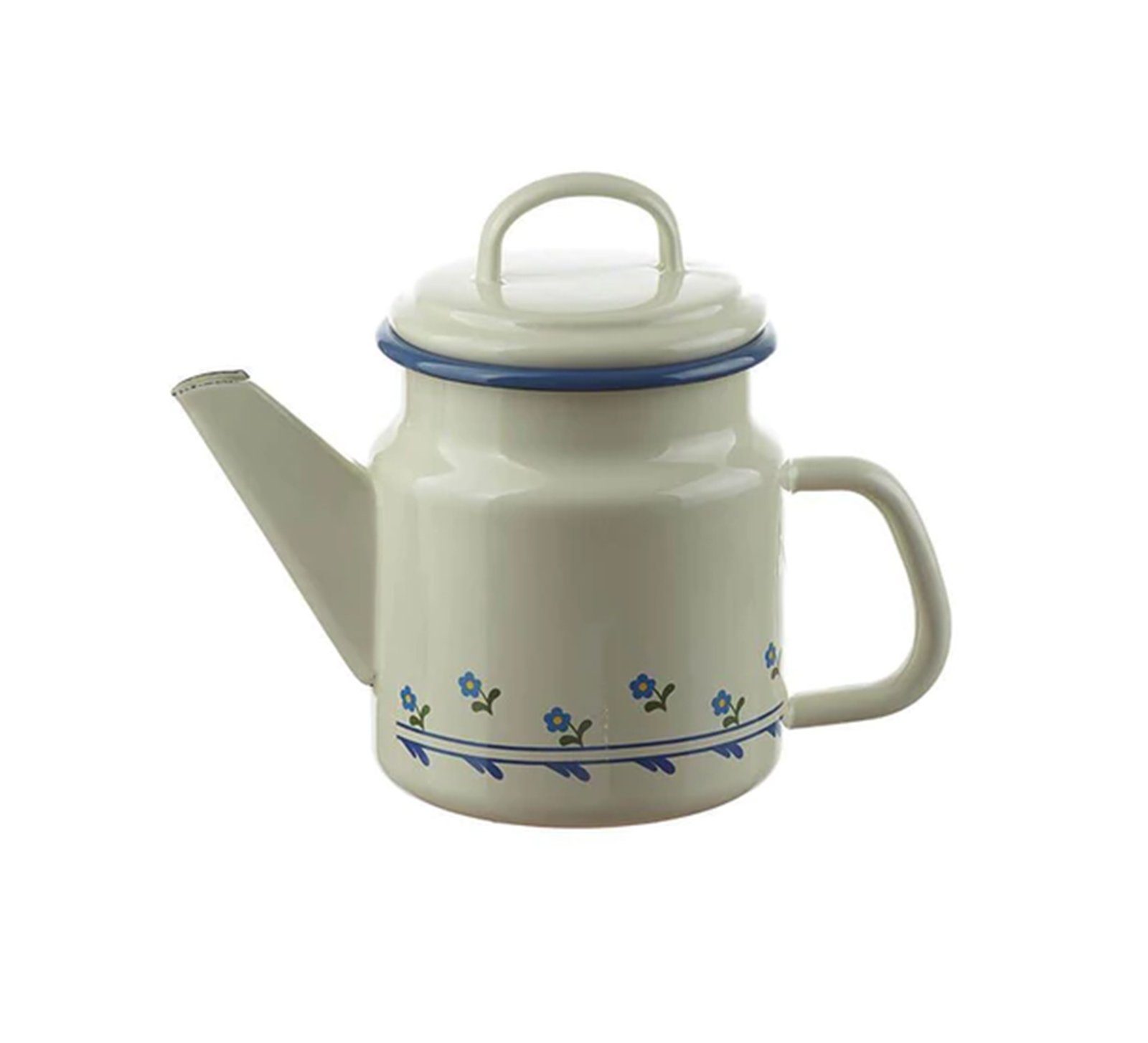 Neuetischkultur Teekanne Teekanne mit Deckel 1 Liter Retro für 4 Tassen, 1 l, (Stück, Stück), Kaffeekanne Emaillekanne Blümchen