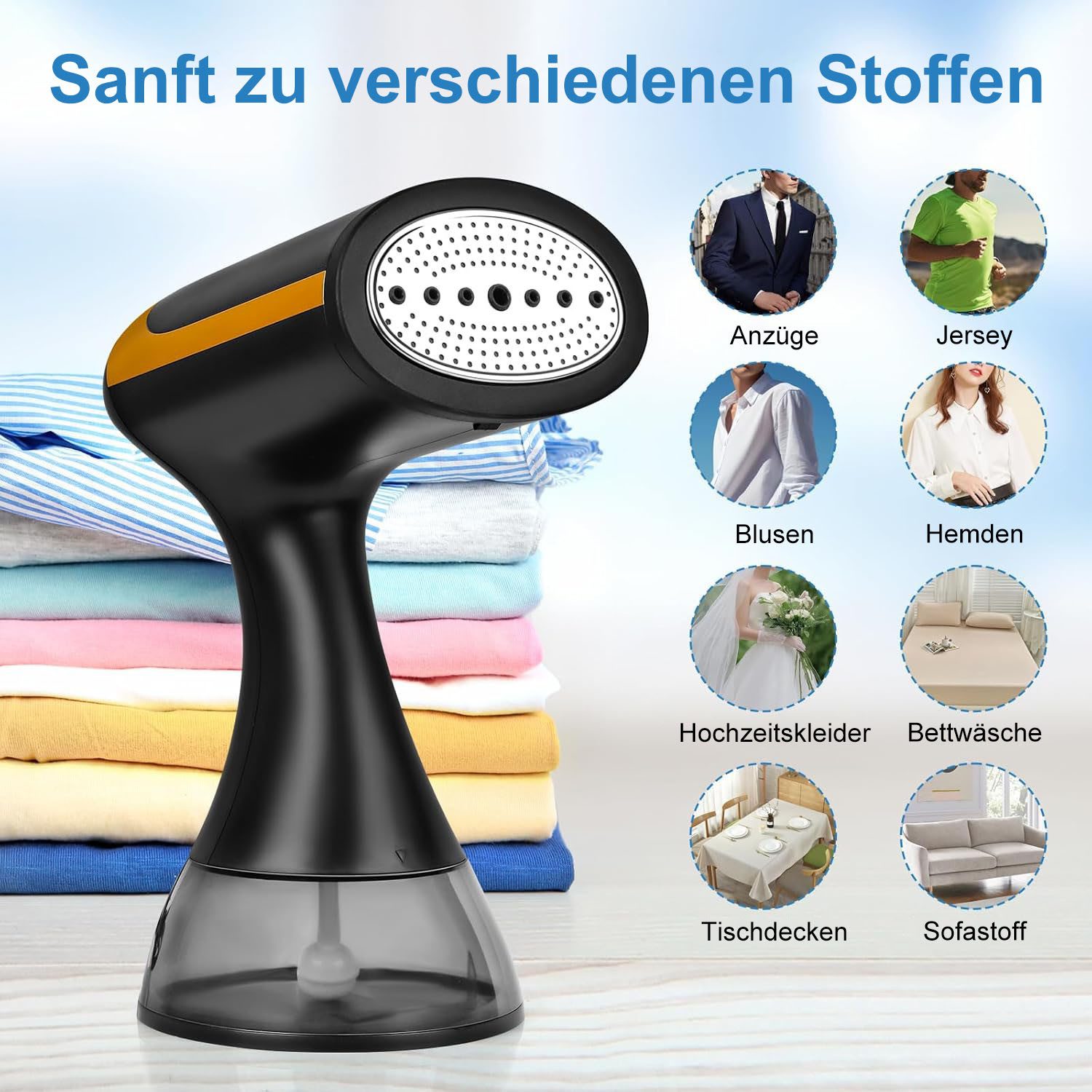 AIMAX Reise-Dampfbügeleisen Dampfbügler Steamer Dampfstufen 1500W 300ml Dampfleistung Hemdenbügler, 1500 W, 2M Abnehmbarer Wassertank Abschaltautomatik Tropfsto – Bild 4 von 5